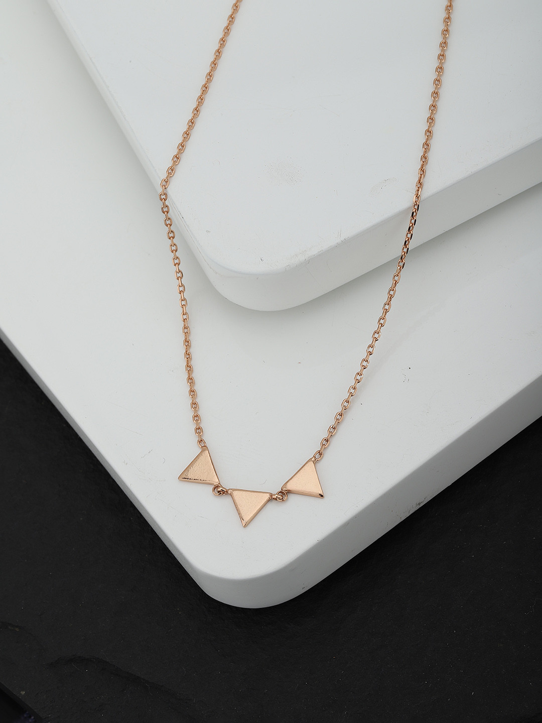 Carlton London 18k Rose Gold Plated Triangular Necklace