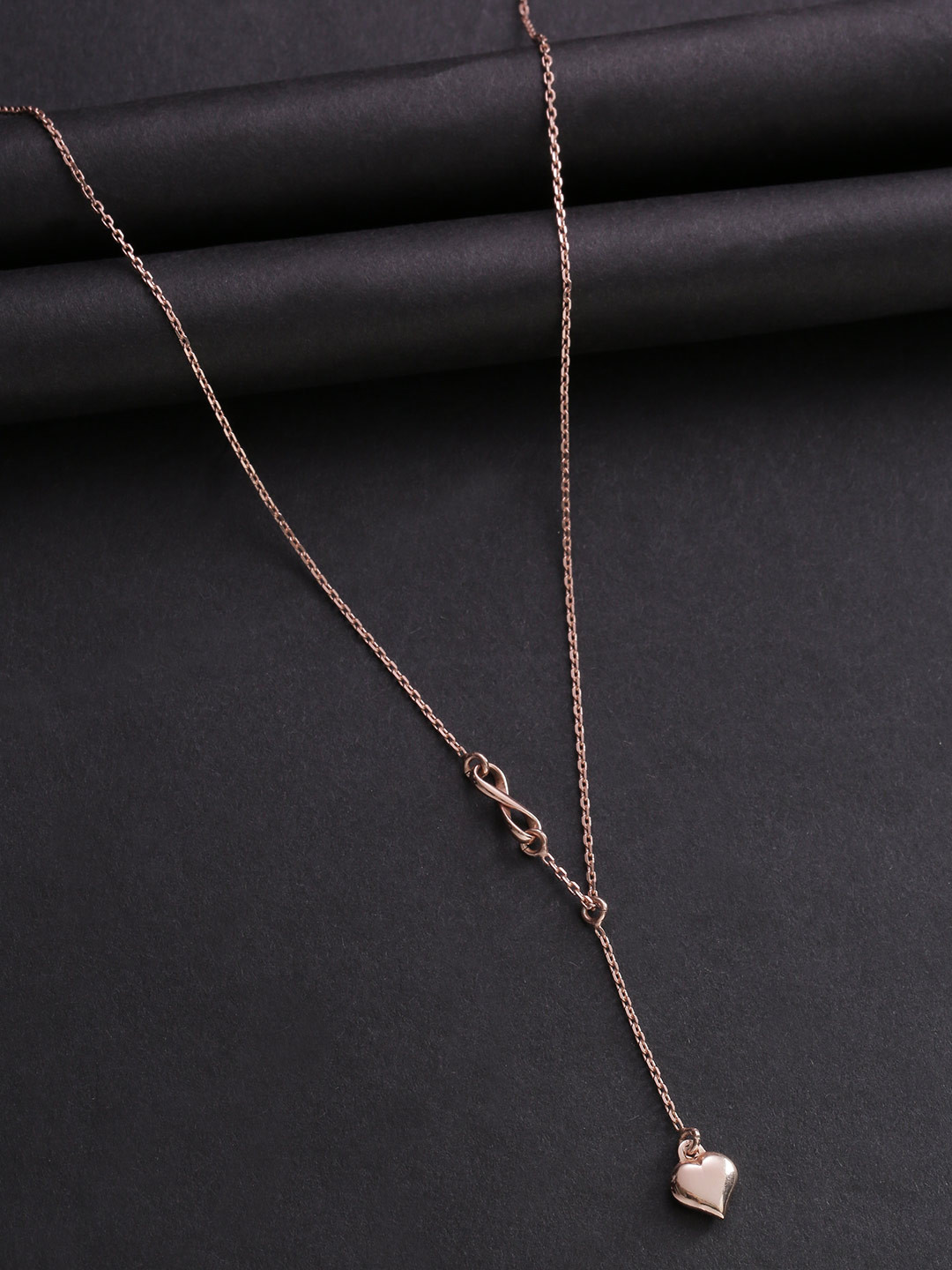 Carlton London 18kt Rose Gold Plated Lariat Heart Pendant With Chain