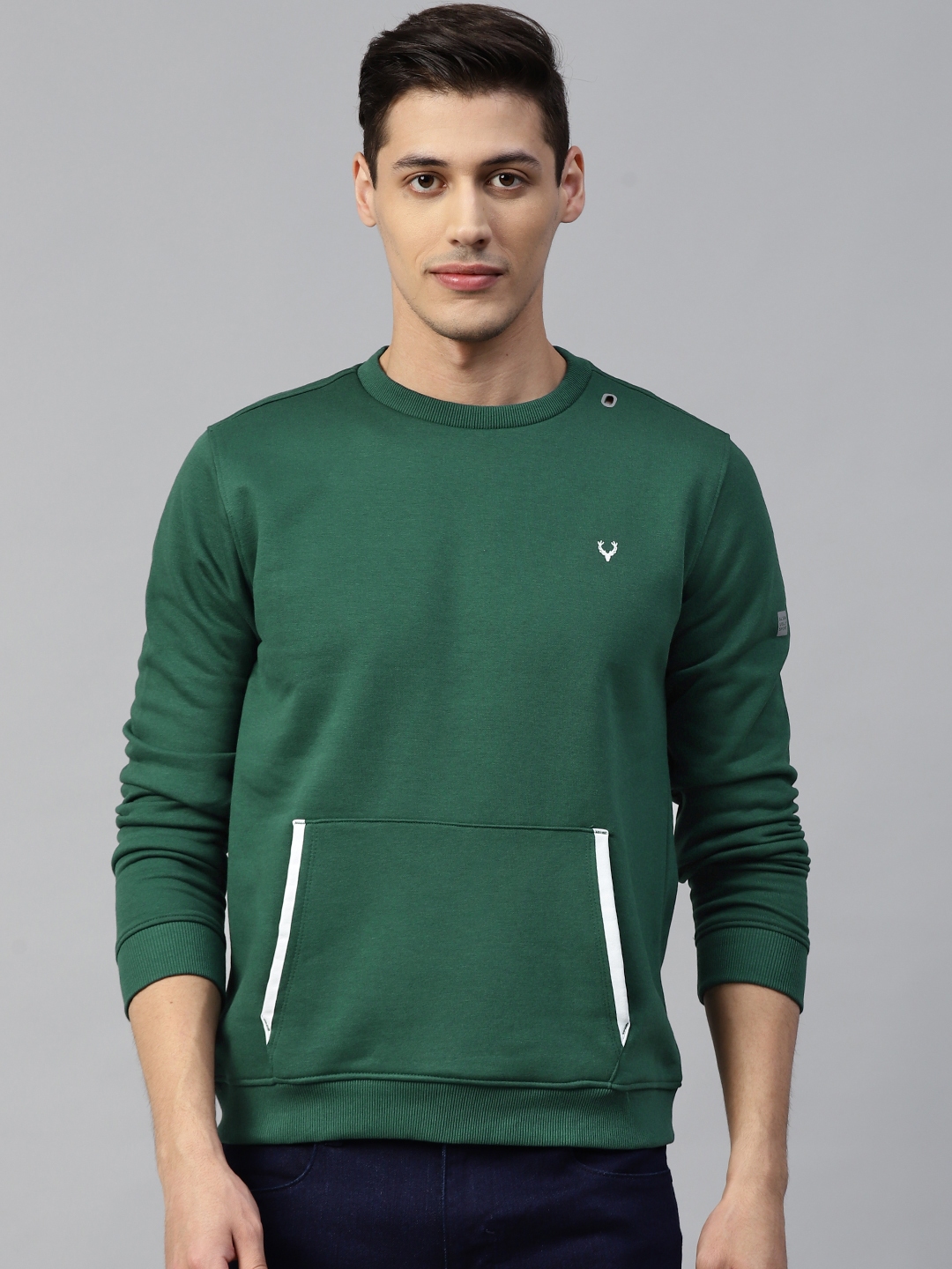 Buy Allen Solly Men Green Solid Sweatshirt Sweatshirts for Men