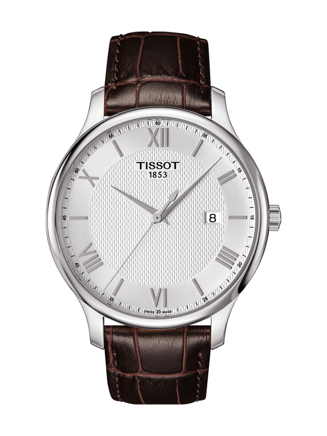 TISSOT Men Silver-Toned Tradition Swiss Analogue Watch T0636101603800