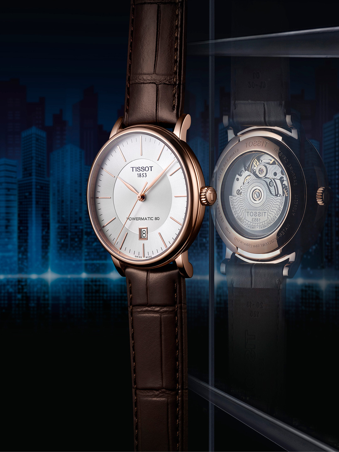 TISSOT Men Silver-Toned Carson Premium Powermatic 80 Swiss Automatic Analogue Watch T1224073603100