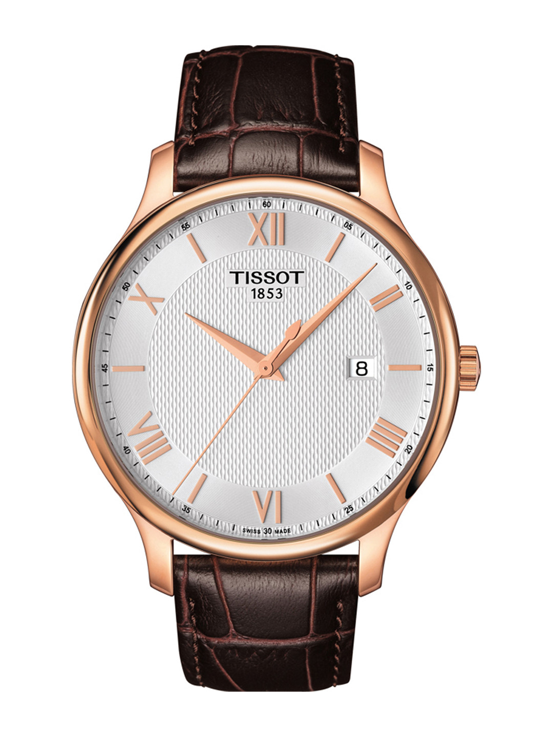 TISSOT Men Silver-Toned Tradition Swiss Analogue Watch T0636103603800