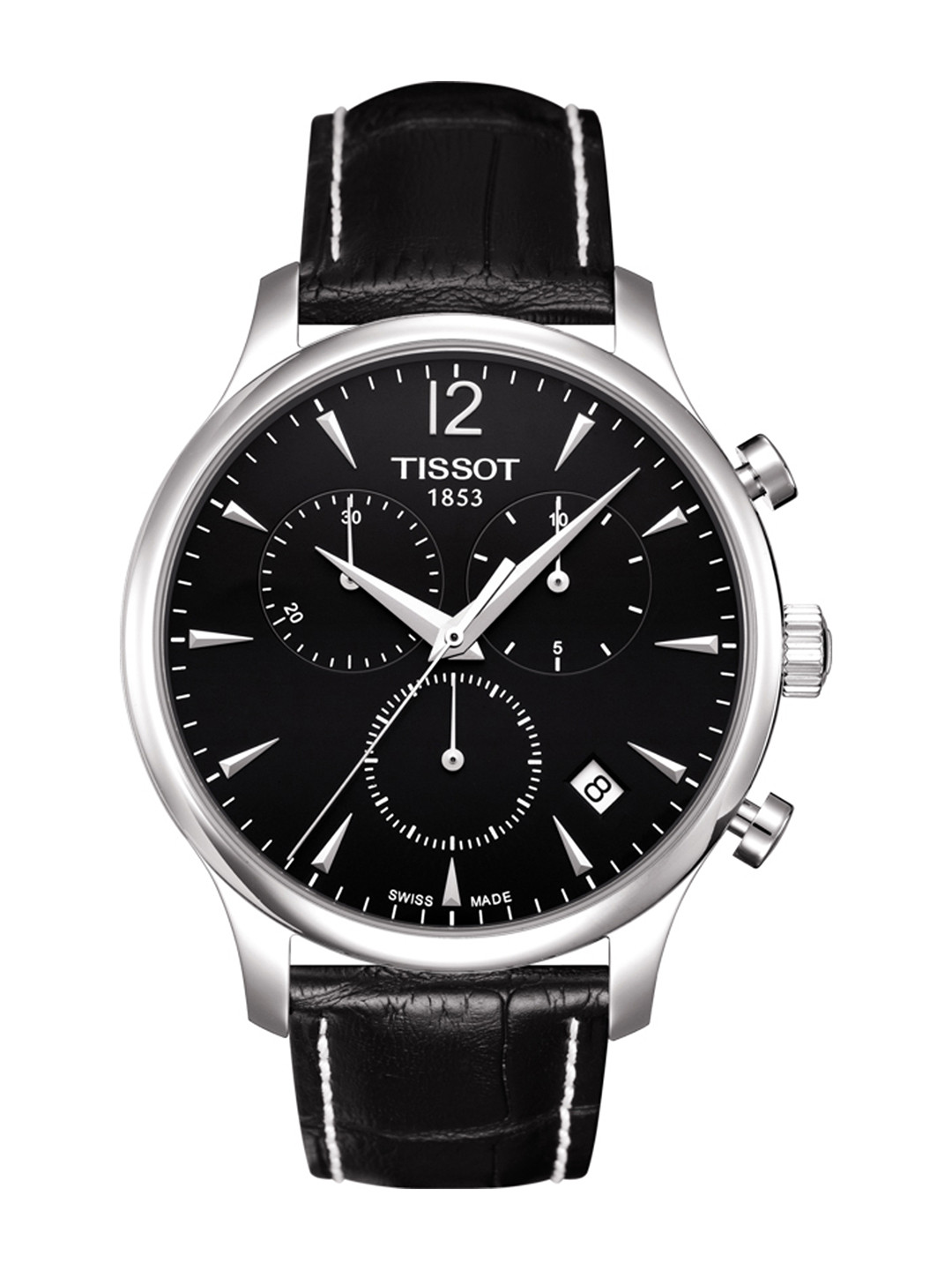 TISSOT Men Black Tradition Swiss Chronograph Analogue Watch T0636171605700