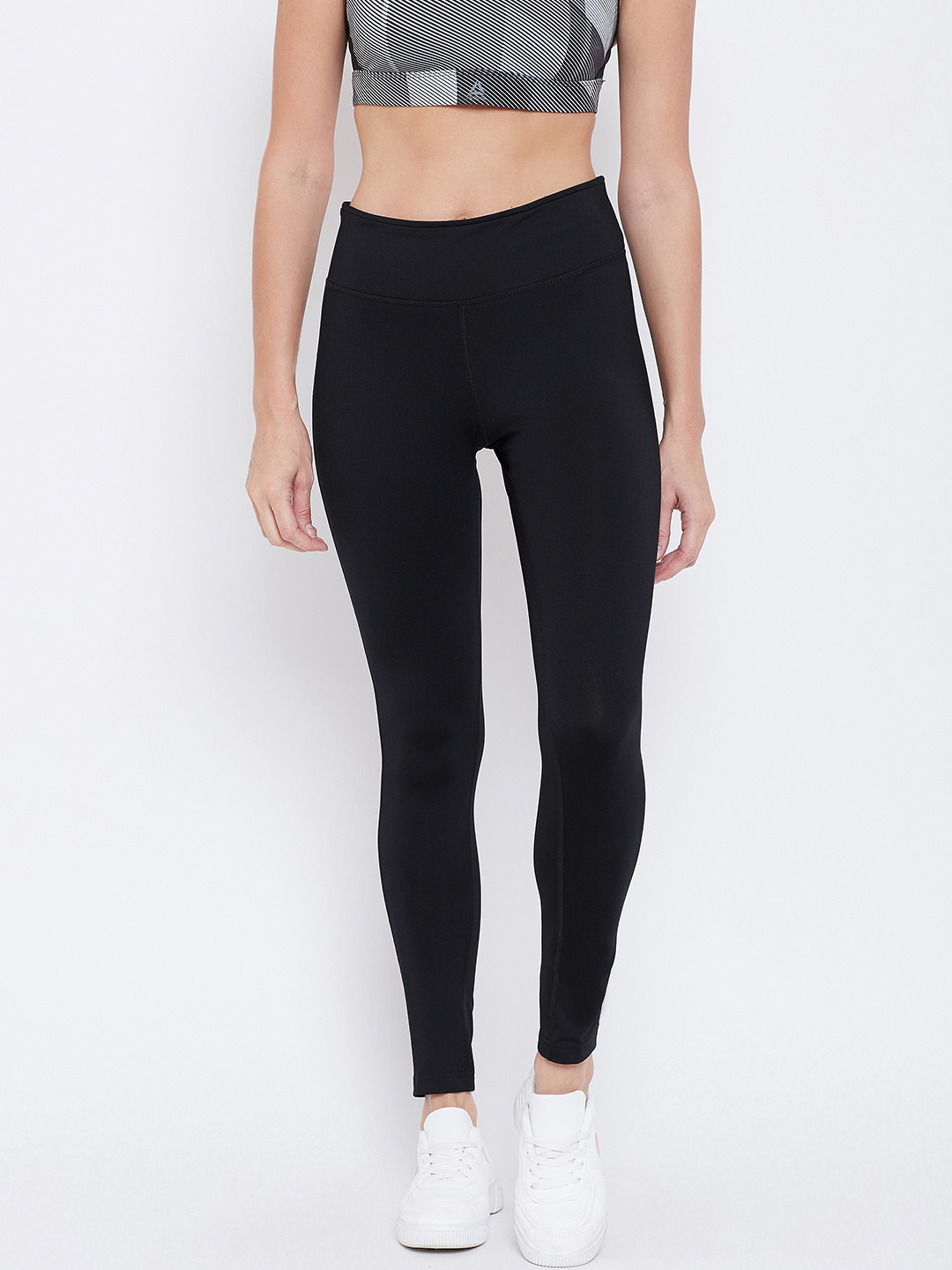 Reebok Women Black Solid Workout Ready PP Training Tights