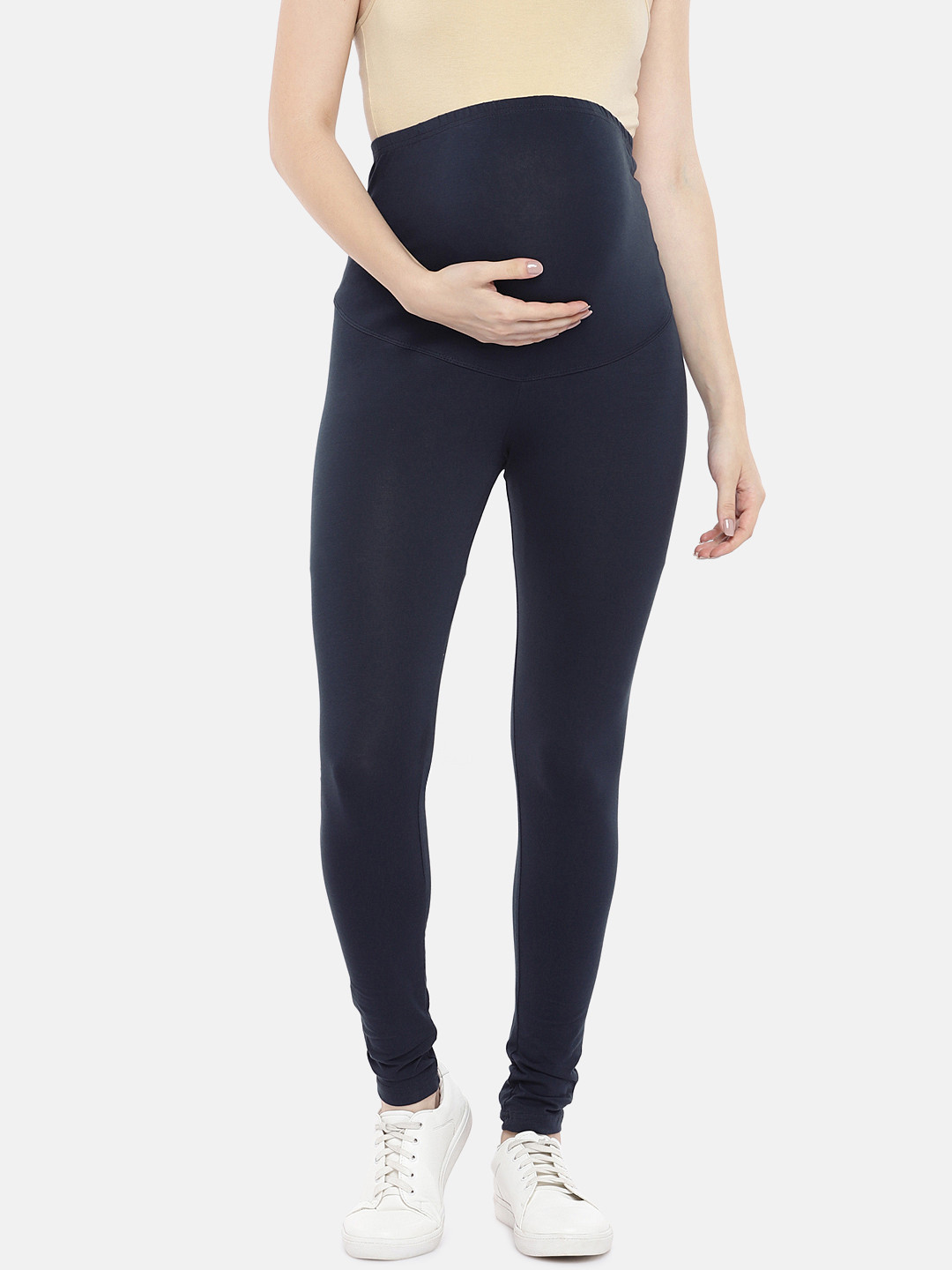 Blush 9 Maternity Women Navy Blue Solid Ankle-Length Maternity Leggings