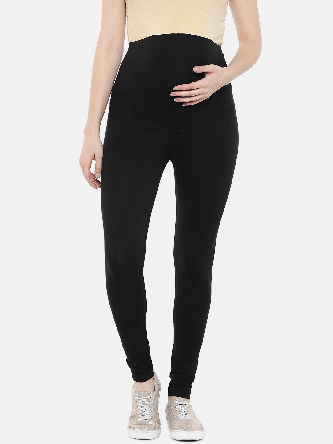 Blush 9 Maternity Women Black Solid Ankle-Length Maternity Leggings