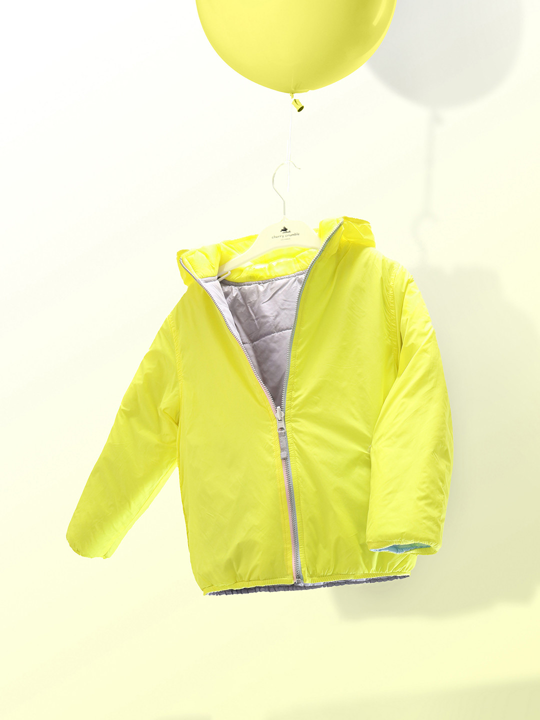 Cherry Crumble Kids Grey & Blue Colourblocked Reversible Padded Jacket