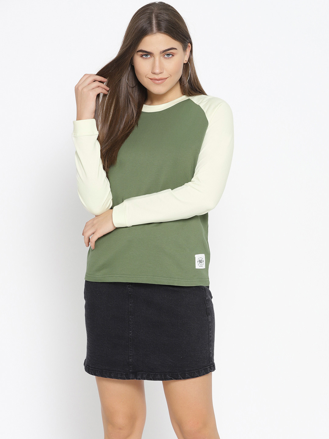 Flying Machine Women Green Solid Sweatshirt