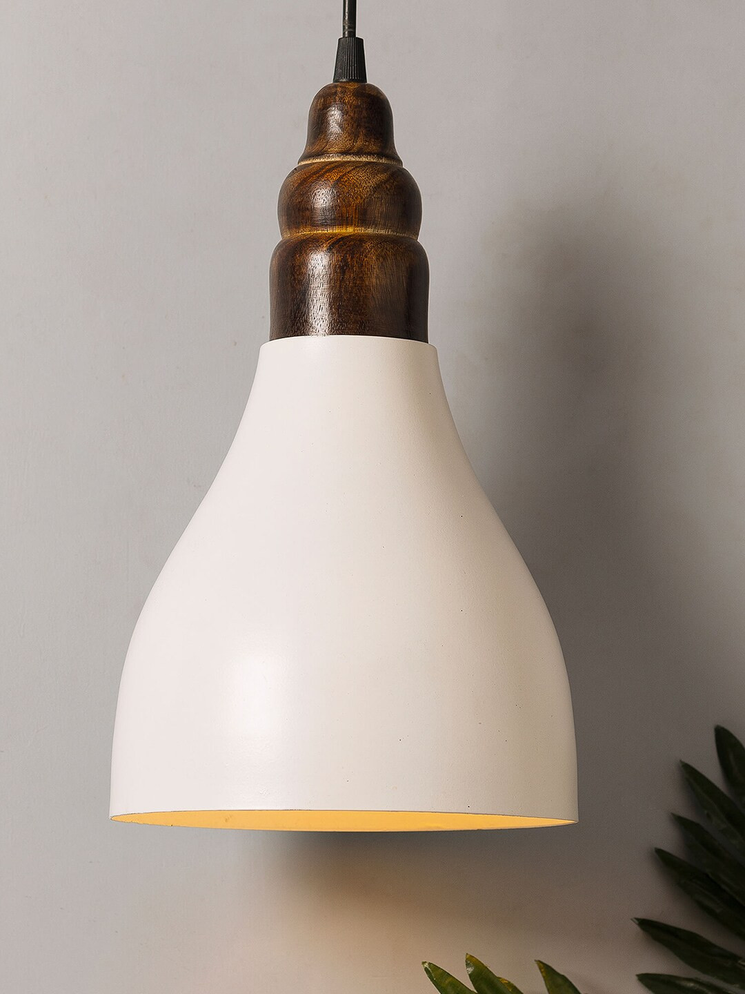 Homesake White Solid Handcrafted Croft Metal and Wood Hanging Light