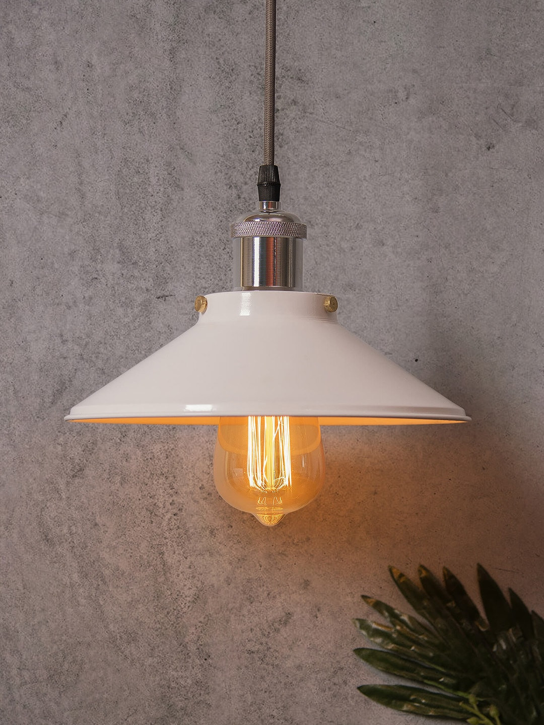 Homesake White Solid Handcrafted Cone Hanging Light