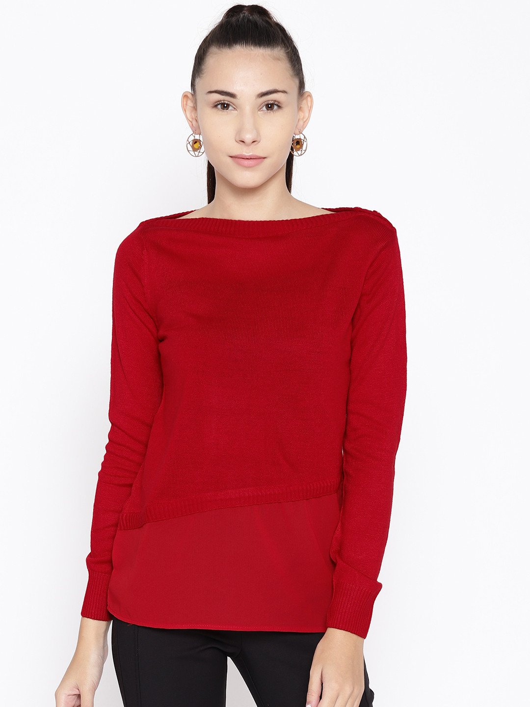 Cayman Women Red Solid Sweater