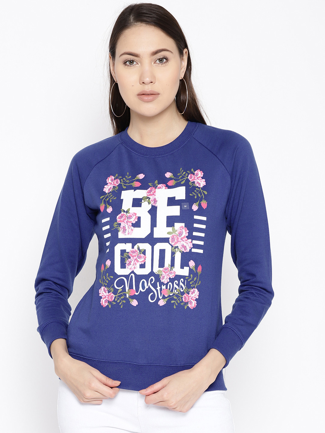 Cayman Women Blue & Off-White Printed Sweatshirt