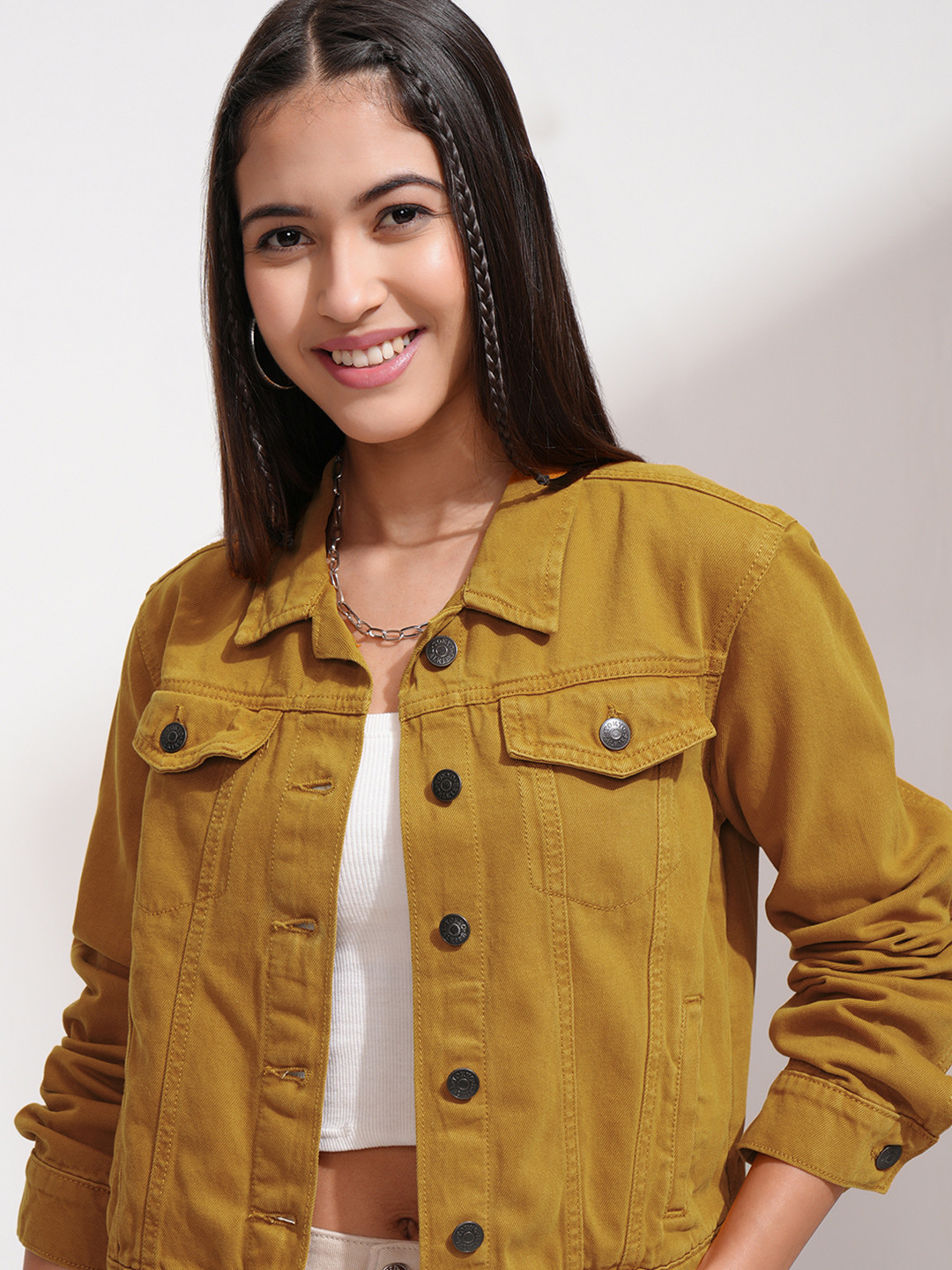 Tokyo Talkies Women Mustard Solid Jacket