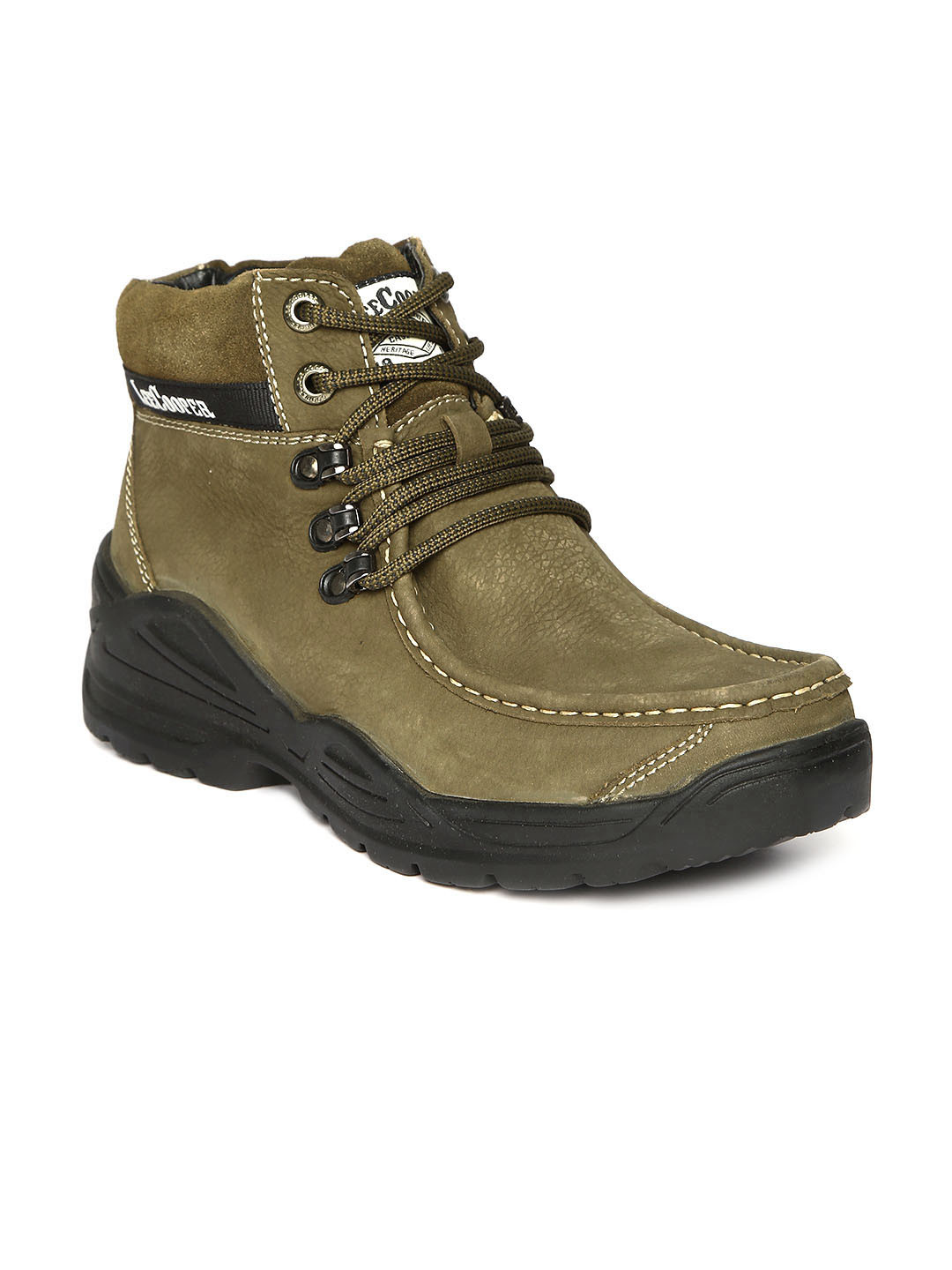 Buy Lee Cooper Men Olive Green Leather 