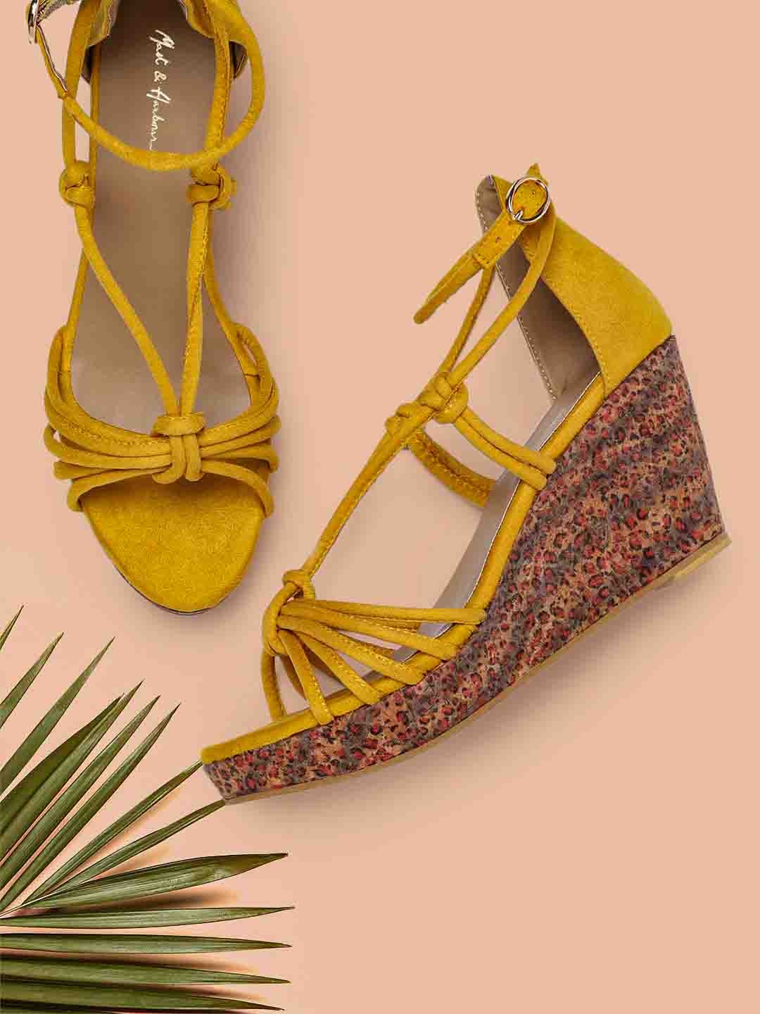 Yellow wedges best sale for women