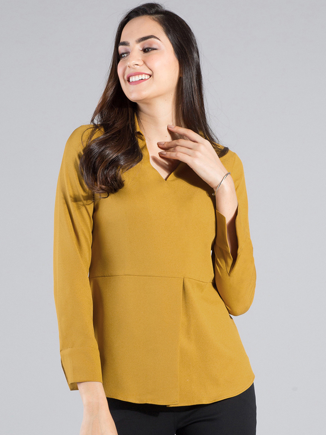 FableStreet Women Mustard Solid Top