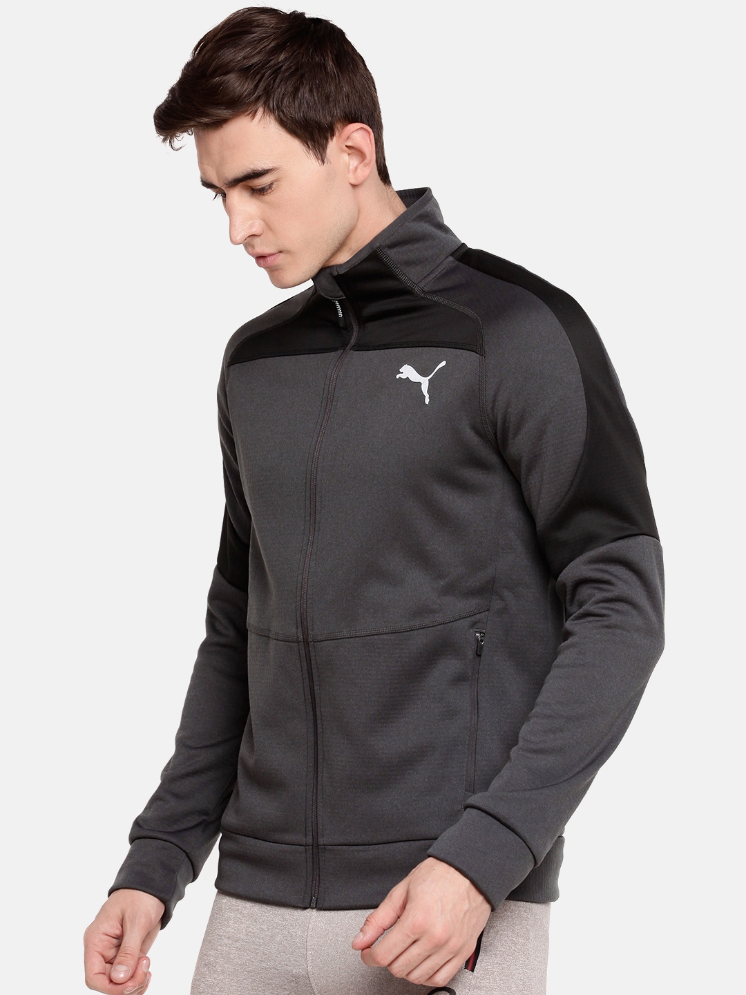 Charcoal Grey Solid Evostripe Warm Sporty Jacket