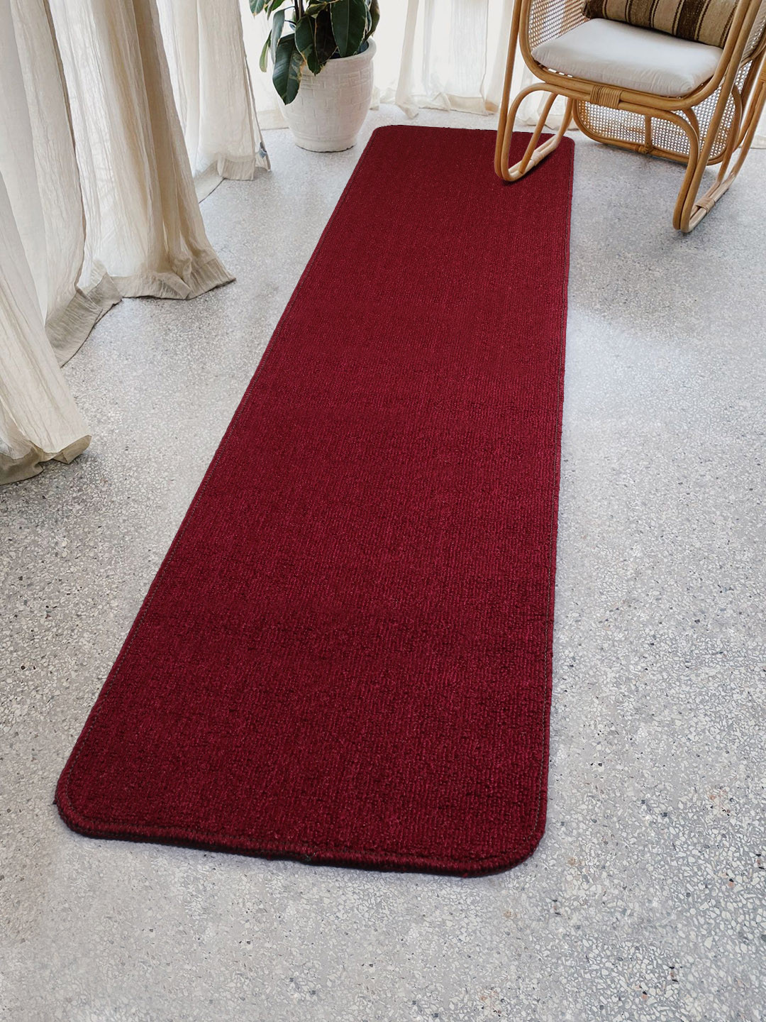 Saral Home Maroon Solid Anti Slip Polyester Kitchen Runner