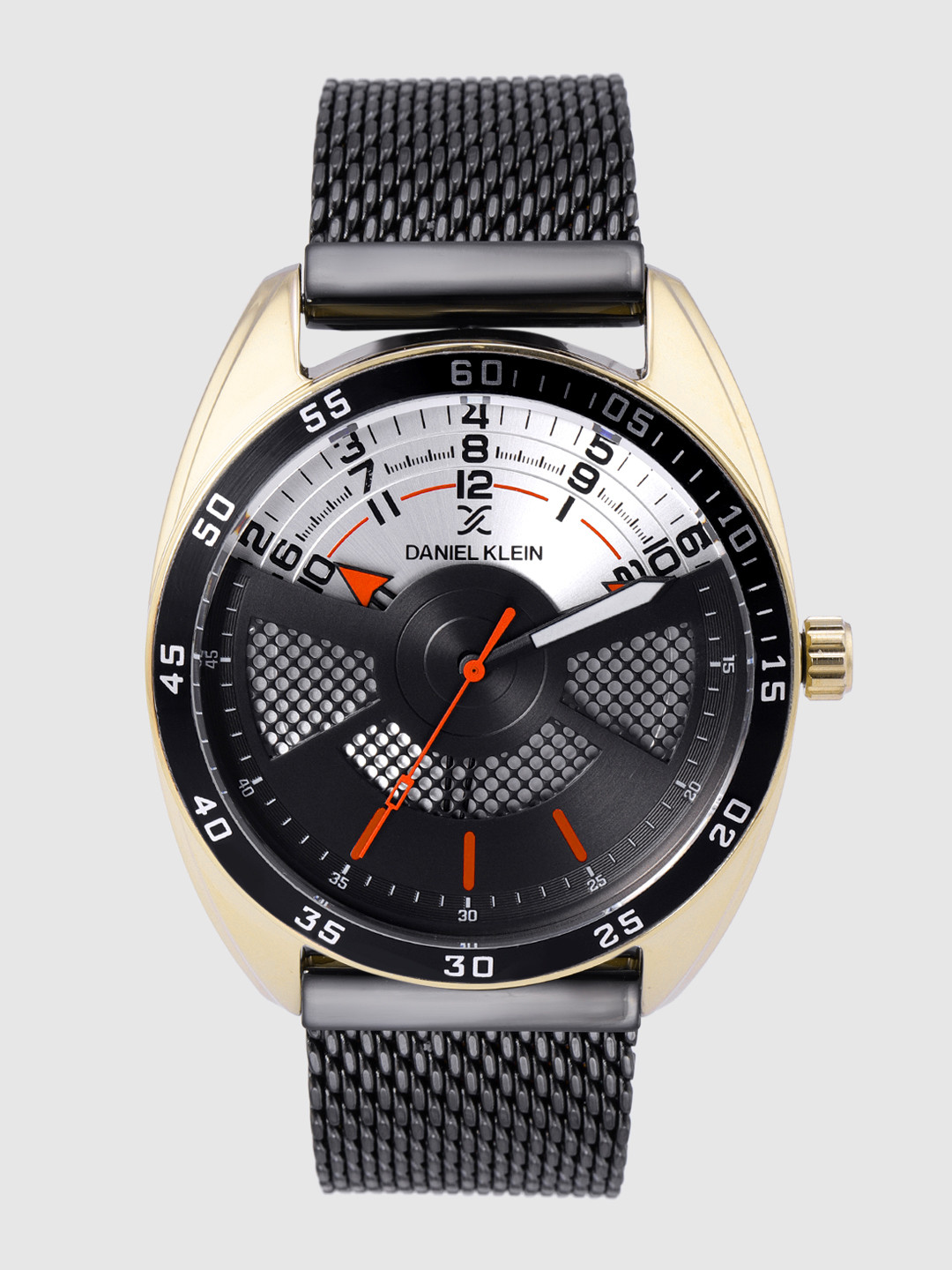 Daniel Klein Men Black & Silver-Toned Textured Analogue Watch DK12221-3