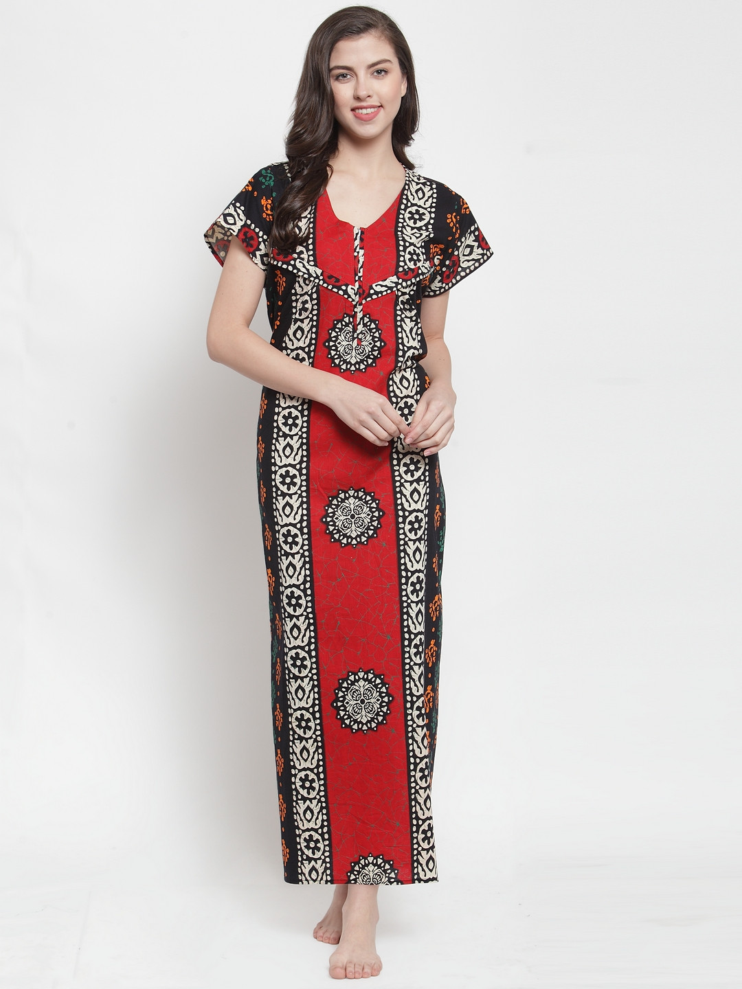 Secret Wish Maternity Red Printed Nightdress NT-E181-758