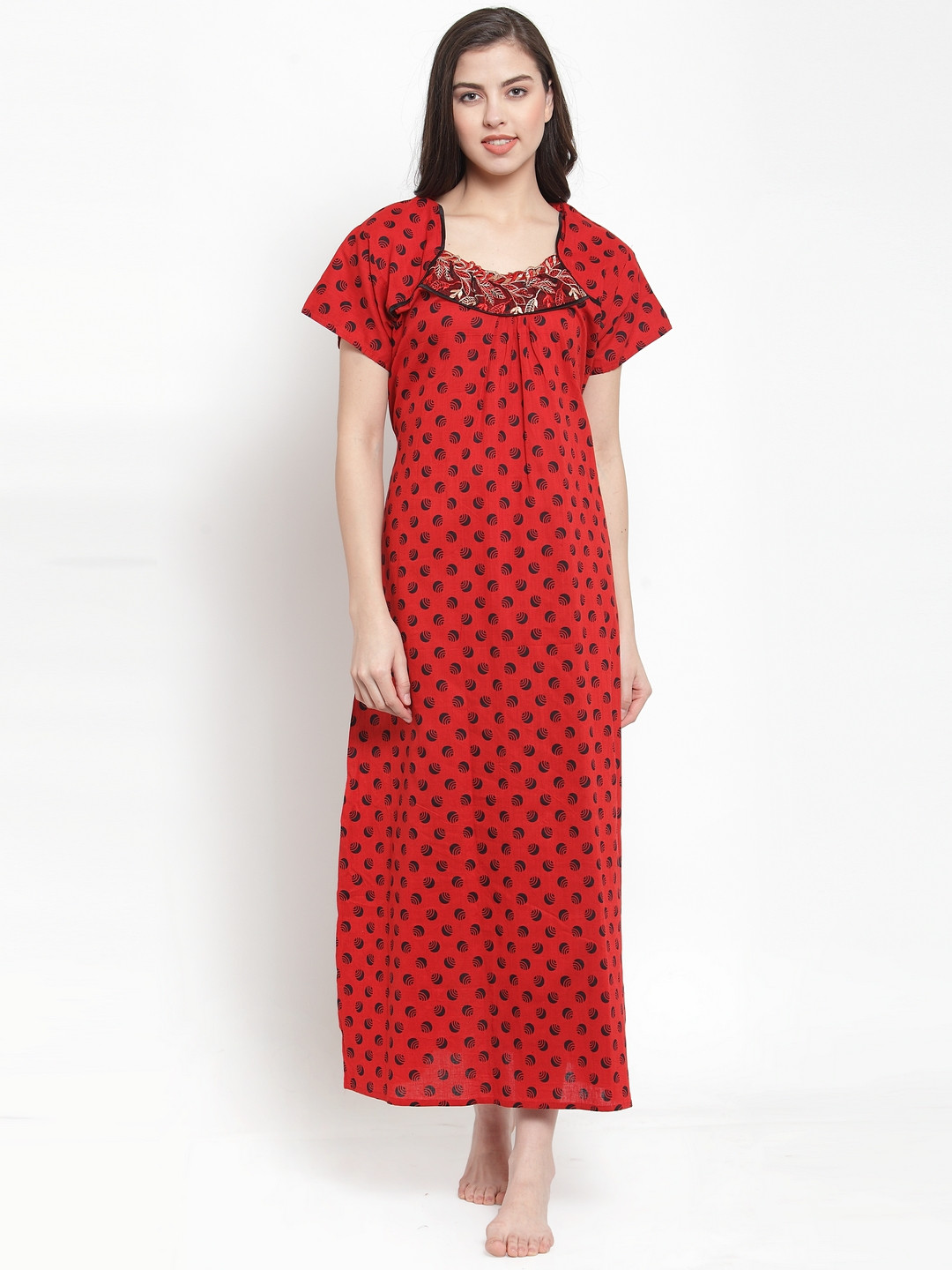 Secret Wish Red Printed Nightdress NT-E167-736