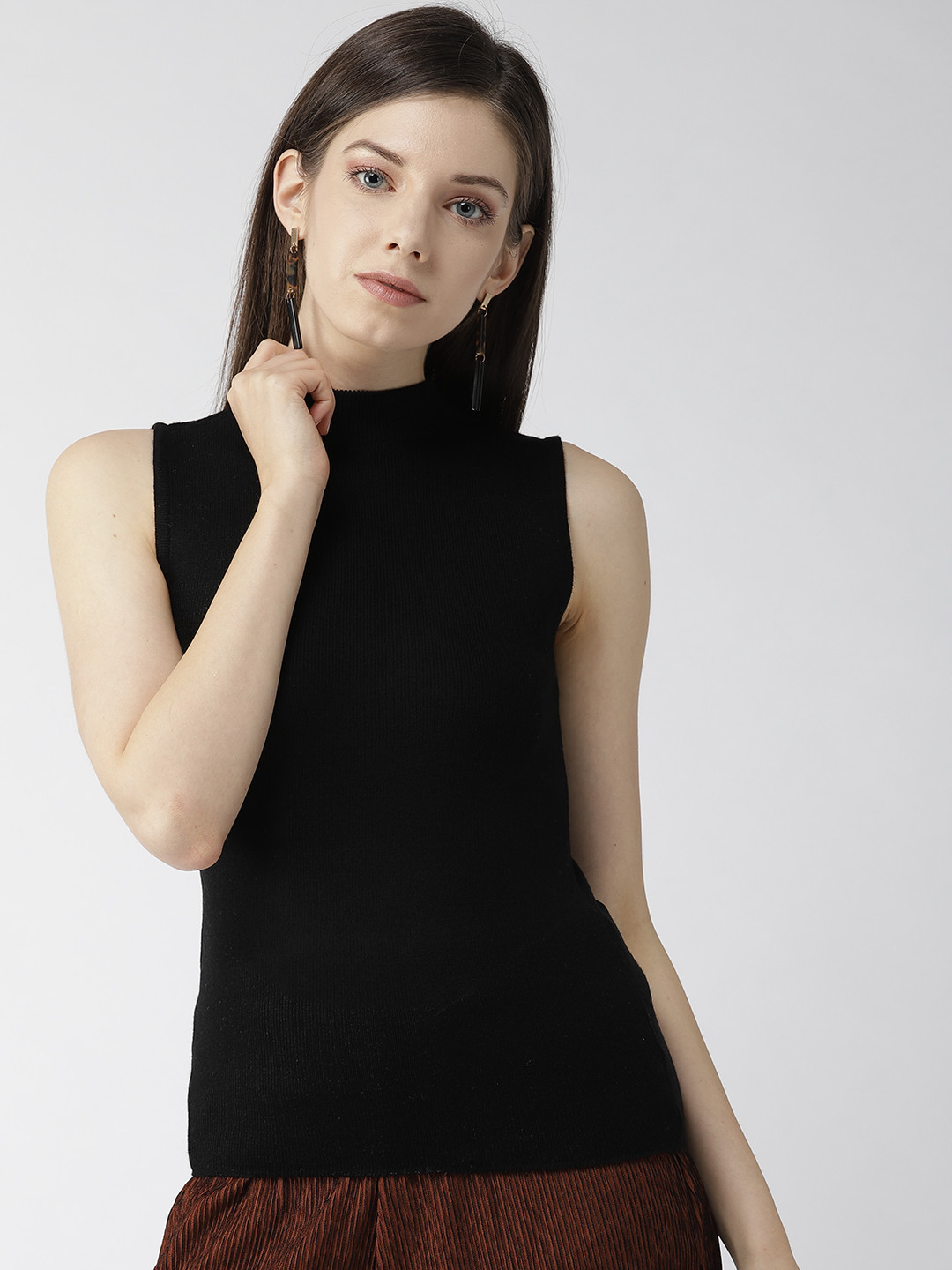 sleeveless polo neck top womens