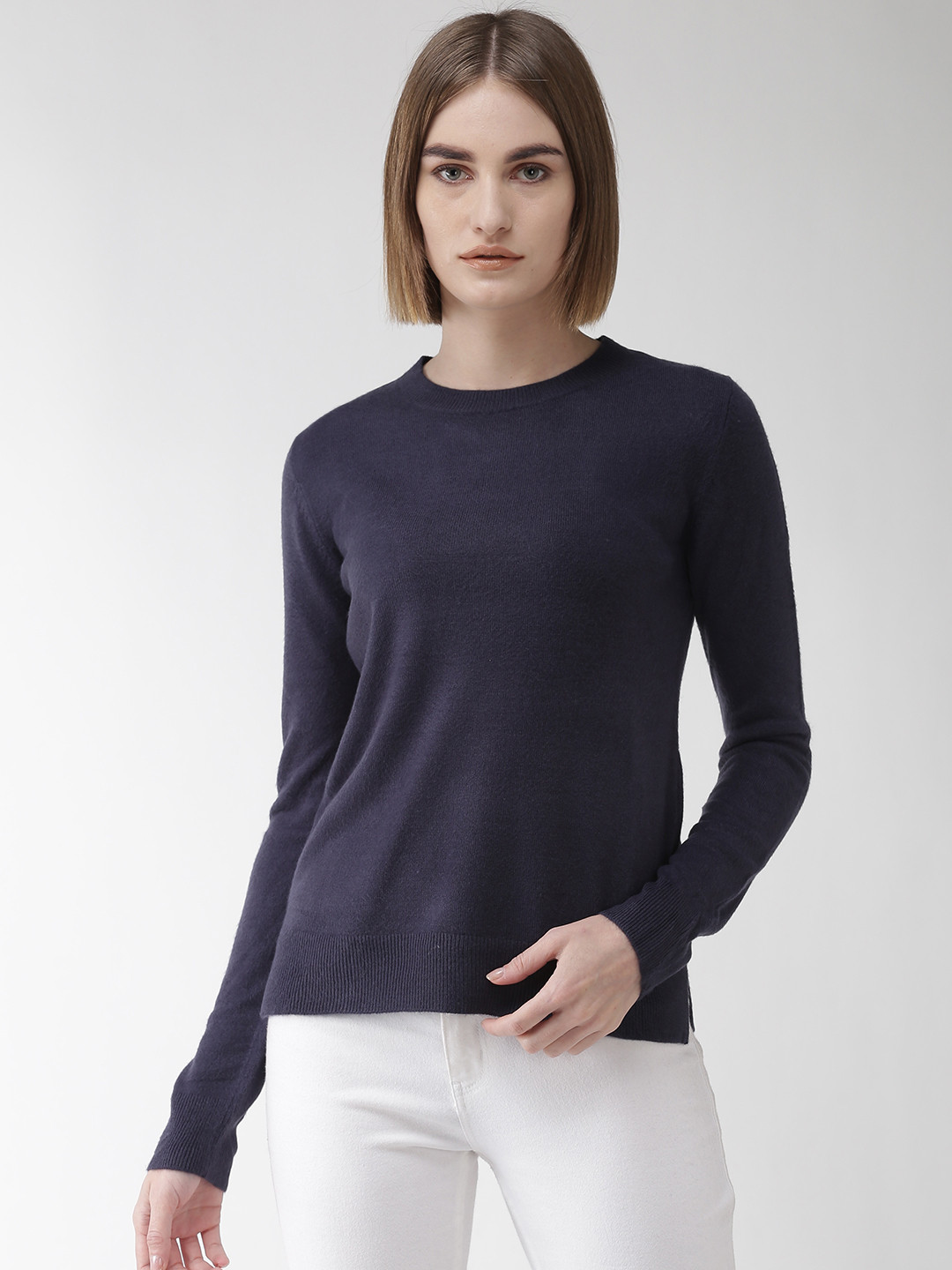 Marks & Spencer Women Navy Blue Solid Sweater
