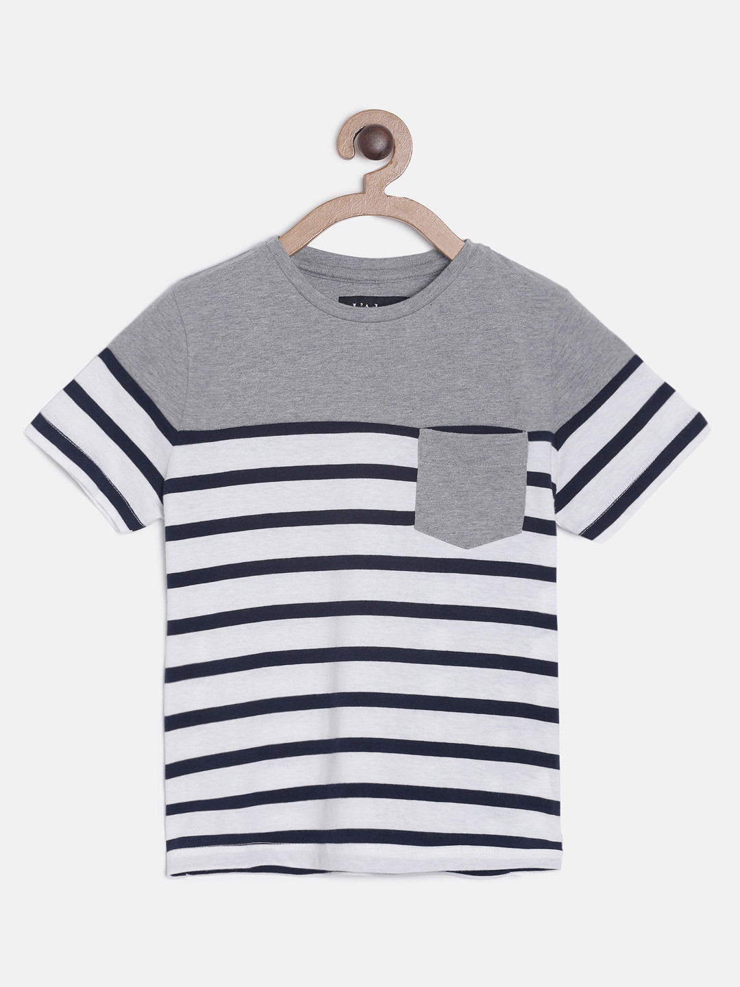 LAdore Boys White Striped Round Neck T-shirt
