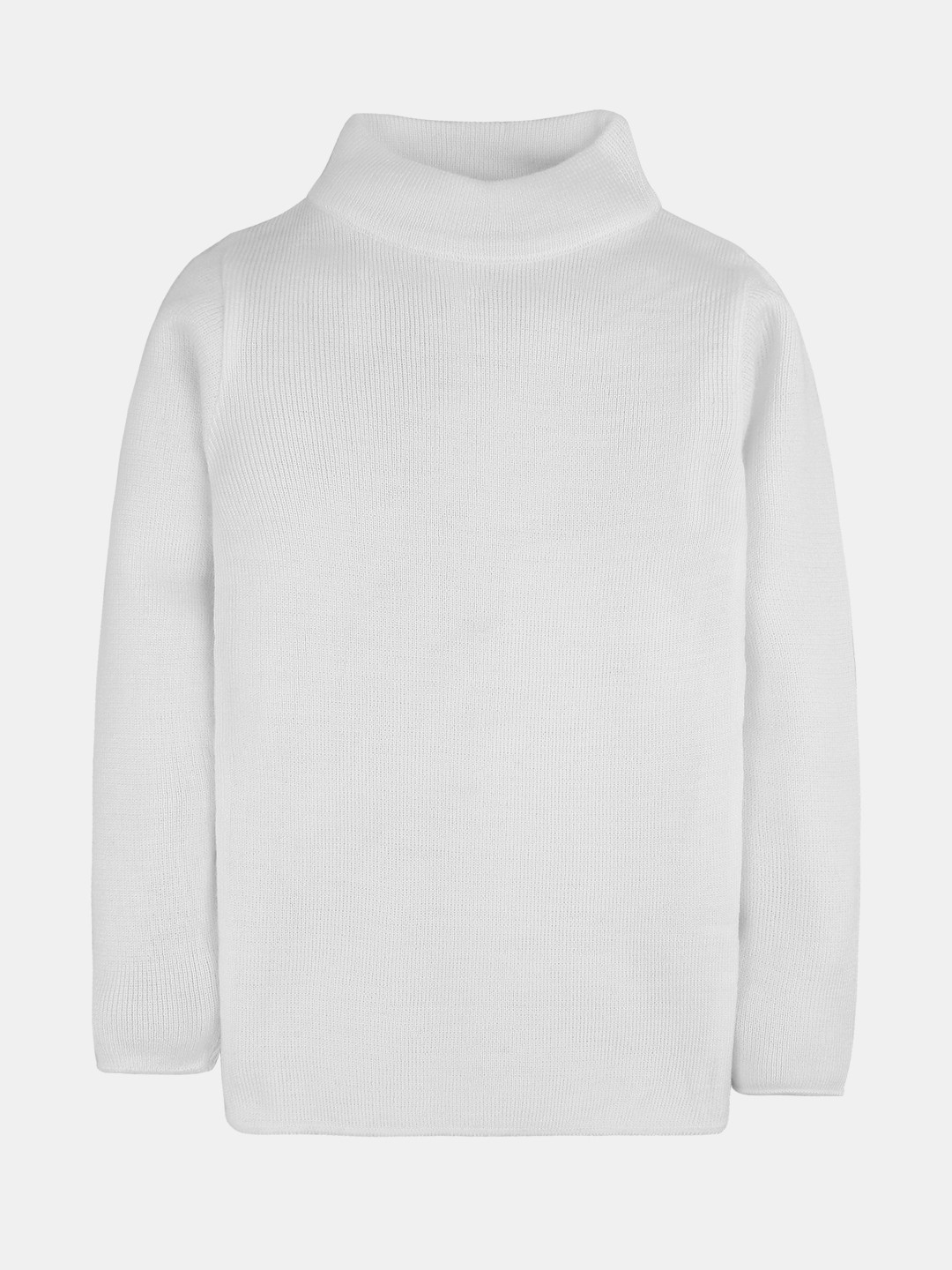 RVK Unisex White Solid Acrylic Sweater
