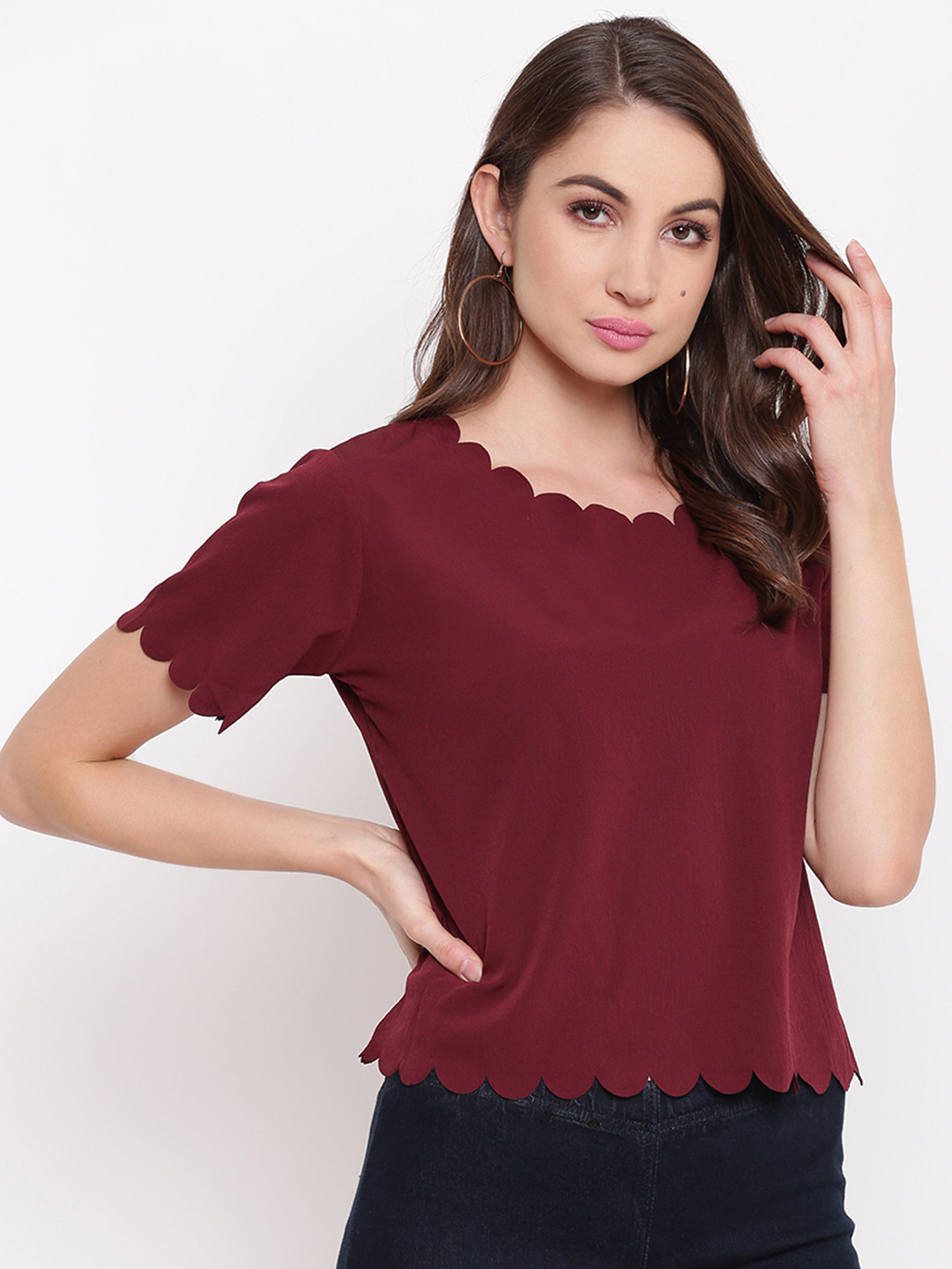 Mayra Women Maroon Solid Top