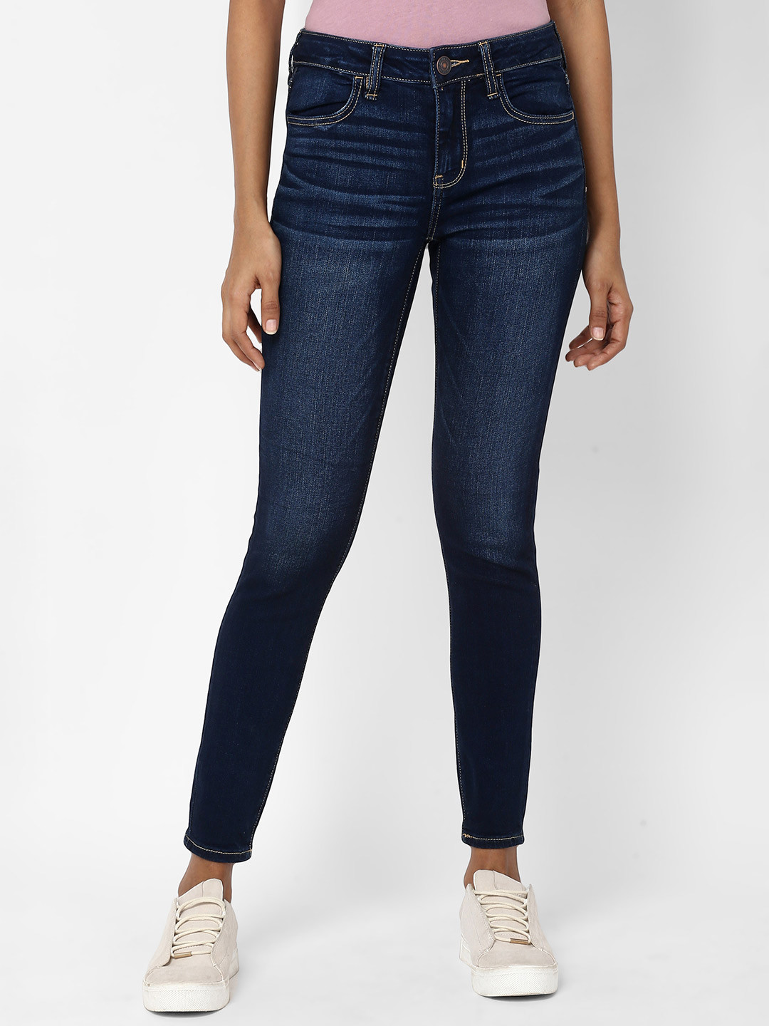 AMERICAN EAGLE OUTFITTERS Women Blue Regular Fit Mid-Rise Stretchable Jeans