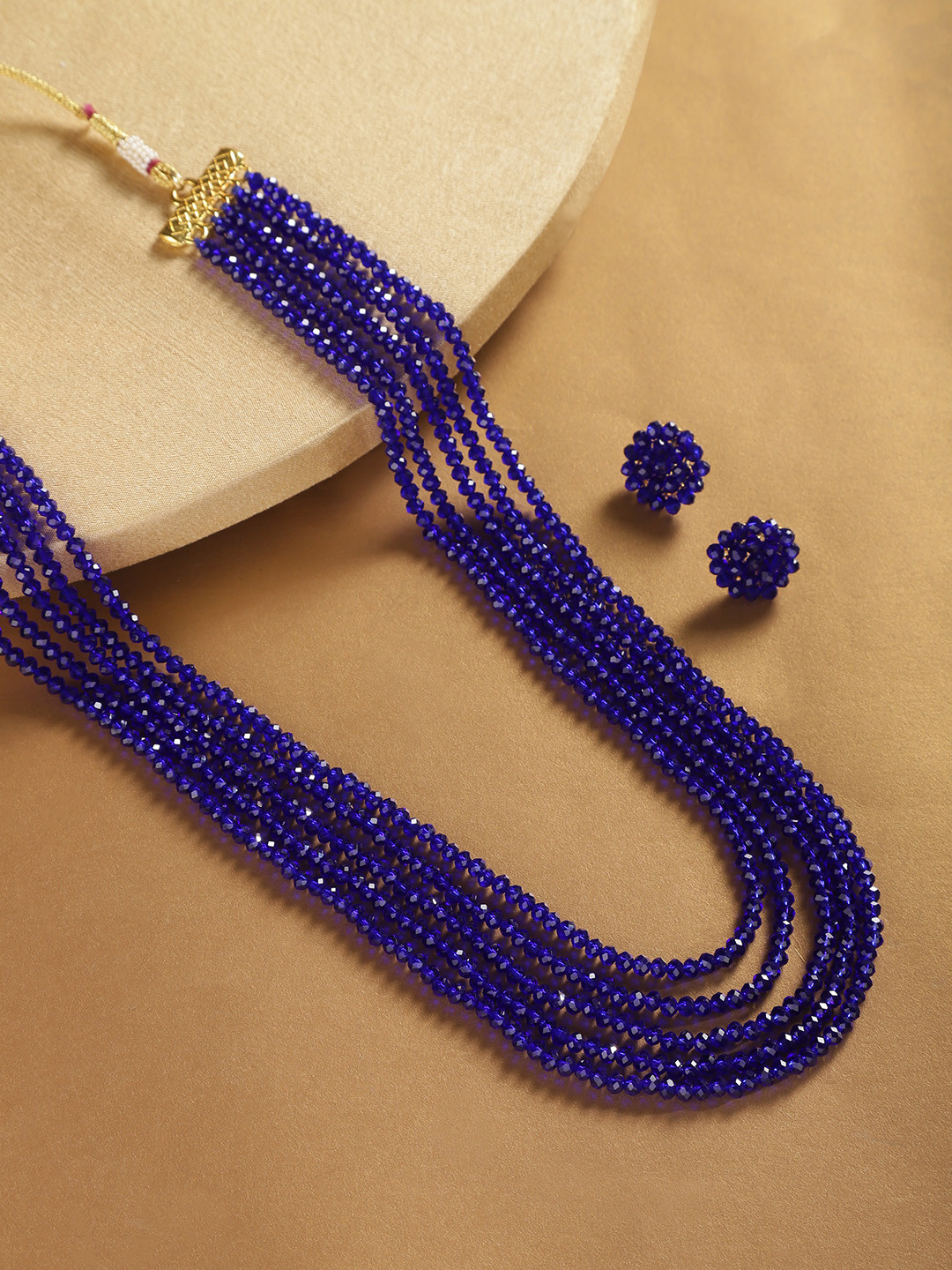 KARATCART Blue Gold Plated Beaded Jewellery Set