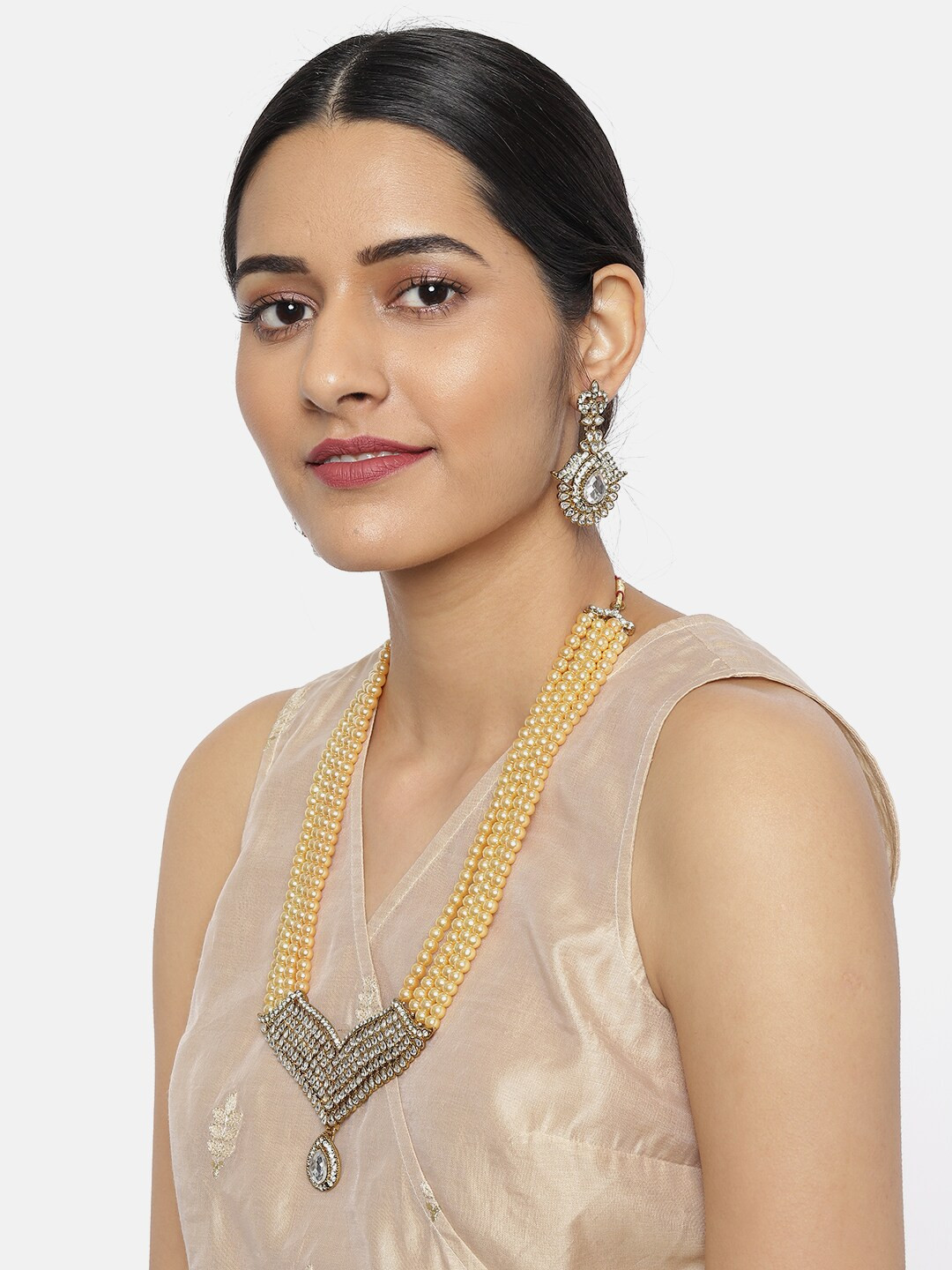 Zaveri Pearls Gold Tone Kundan & Pearls Jewellery Set