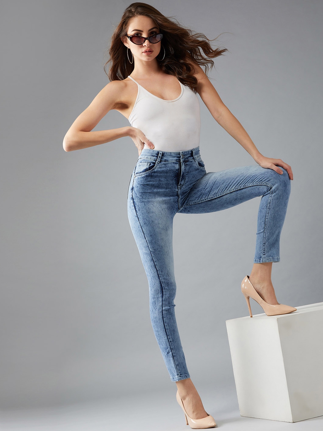 Buy Dolce Crudo Women Blue Slim Fit High Rise Clean Look Stretchable Jeans Jeans For Women Myntra