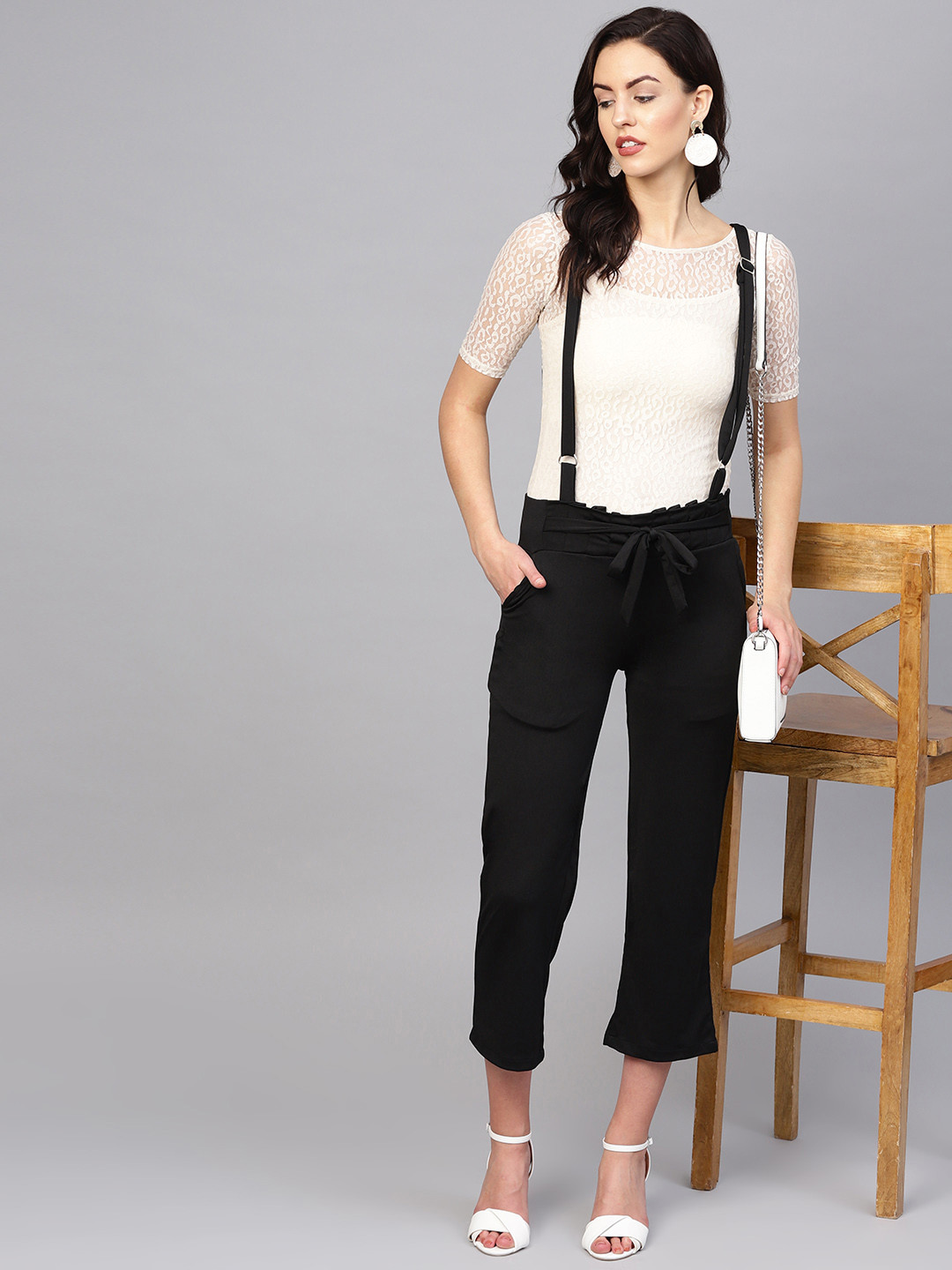 VOXATI Women Black Solid Dungarees