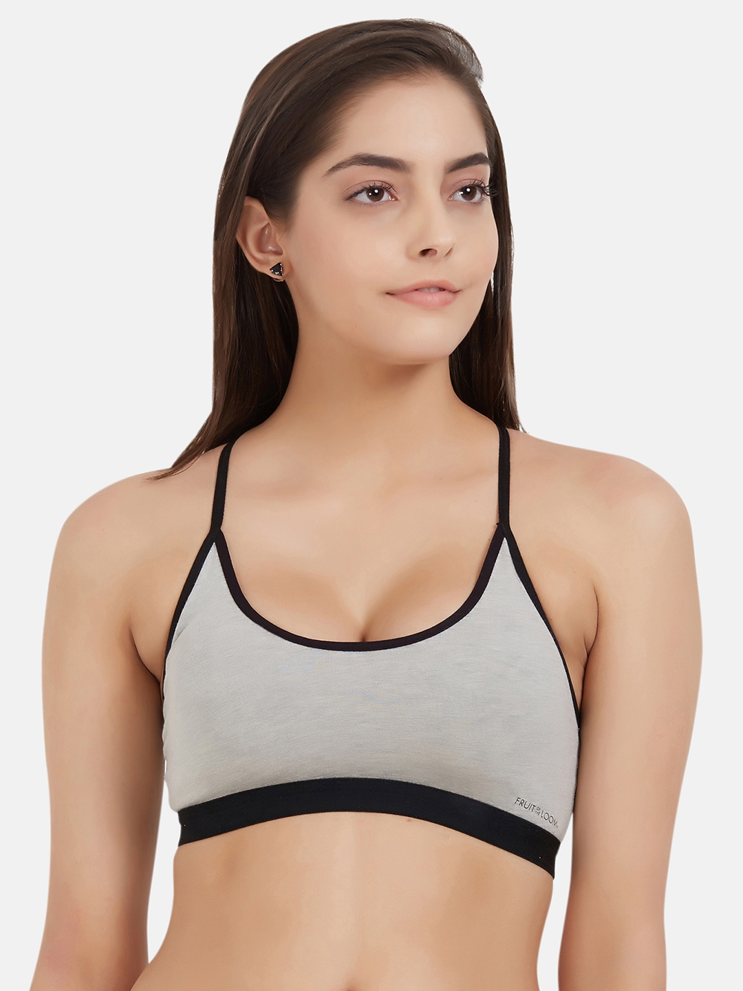 Buy Fruit Of The Loom Grey Melange Solid Non Wired Non Padded Sports Bra  FCTS02 A1S3 - Bra for Women 10674536