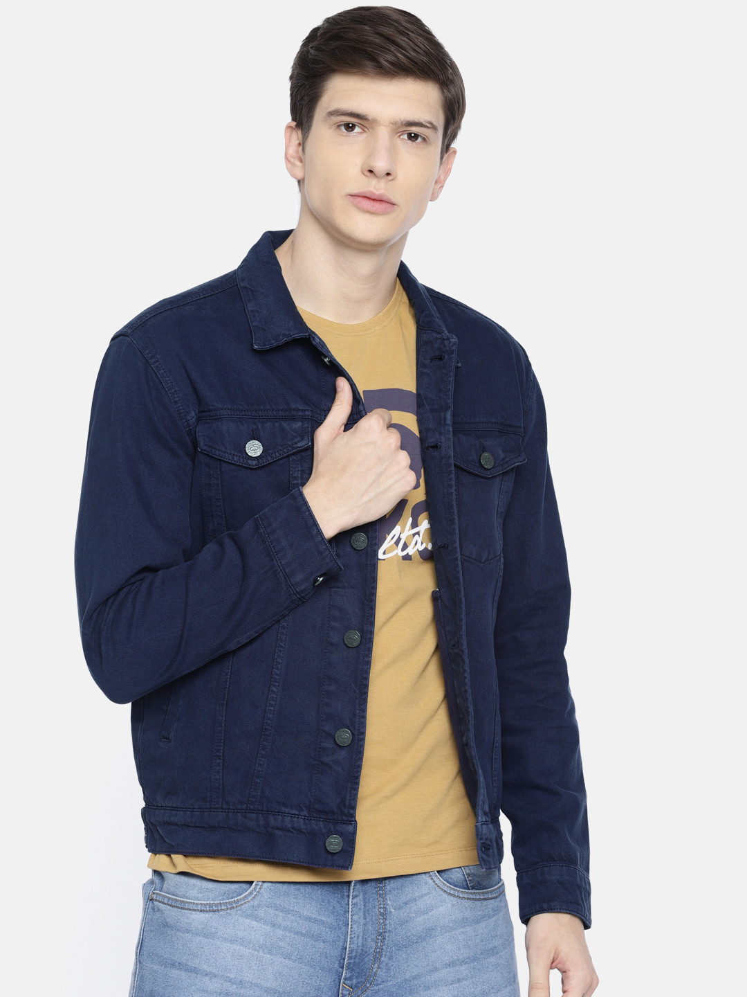 ecko unltd men blue solid denim jacket