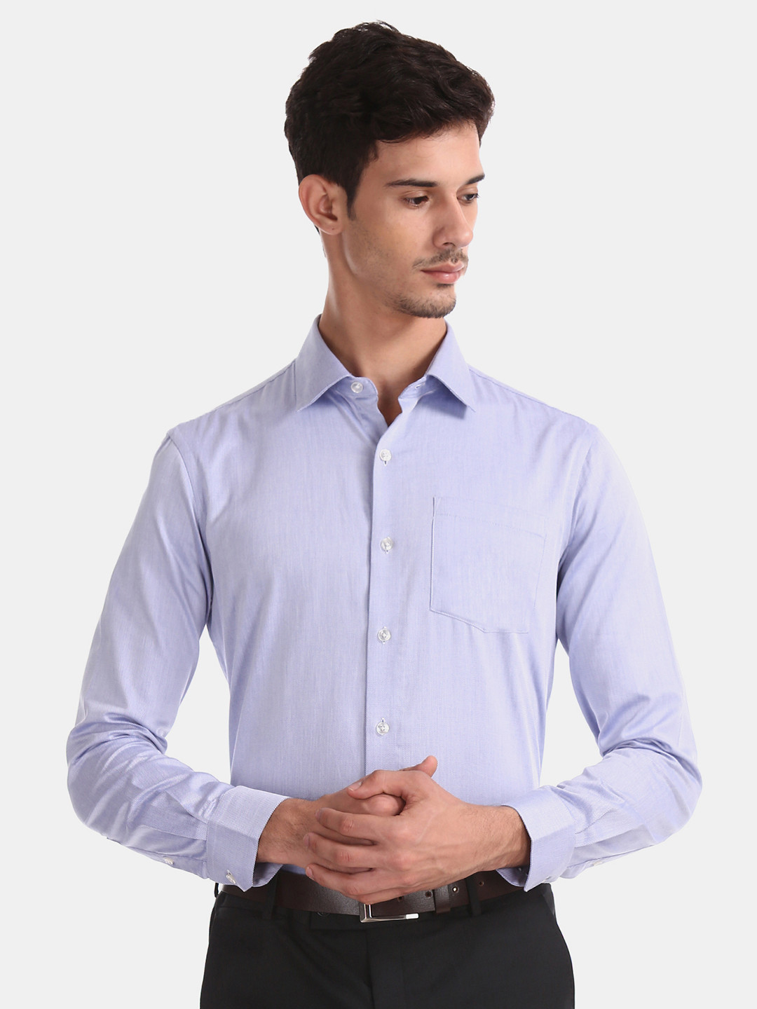 Arrow Men Blue Regular Fit Solid Formal Shirt