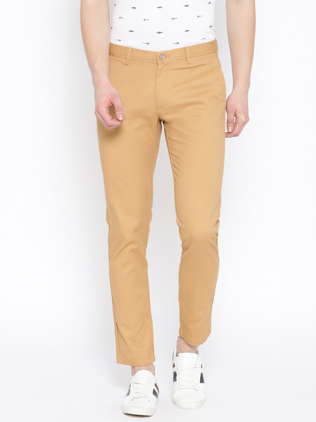 Blackberrys Men Beige Sharp Phoenix  Skinny Fit Self Design Chinos