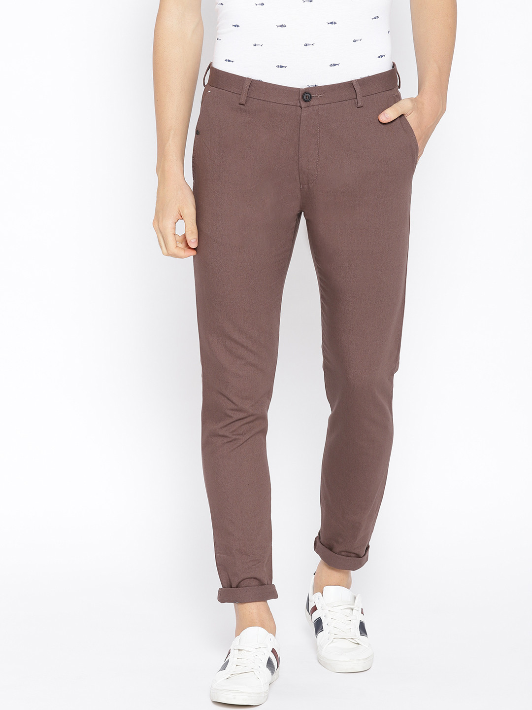 Blackberrys Men Brown Rafa Slim Fit Solid Regular Trousers