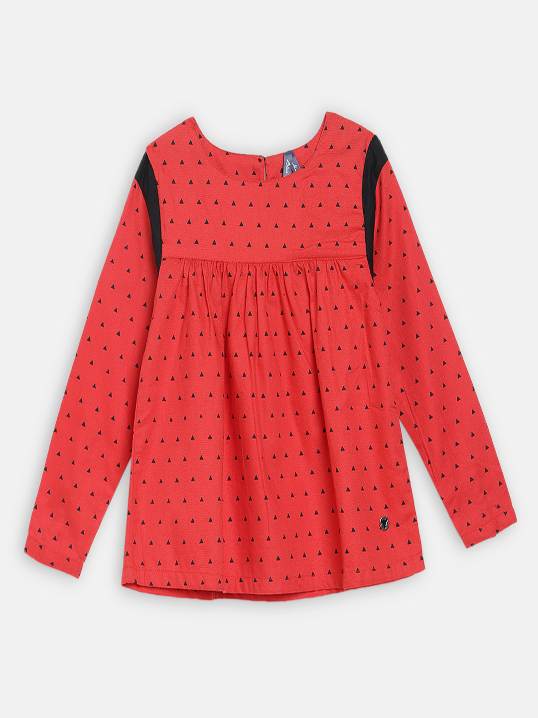Blue Giraffe Girls Red Printed A-Line Top