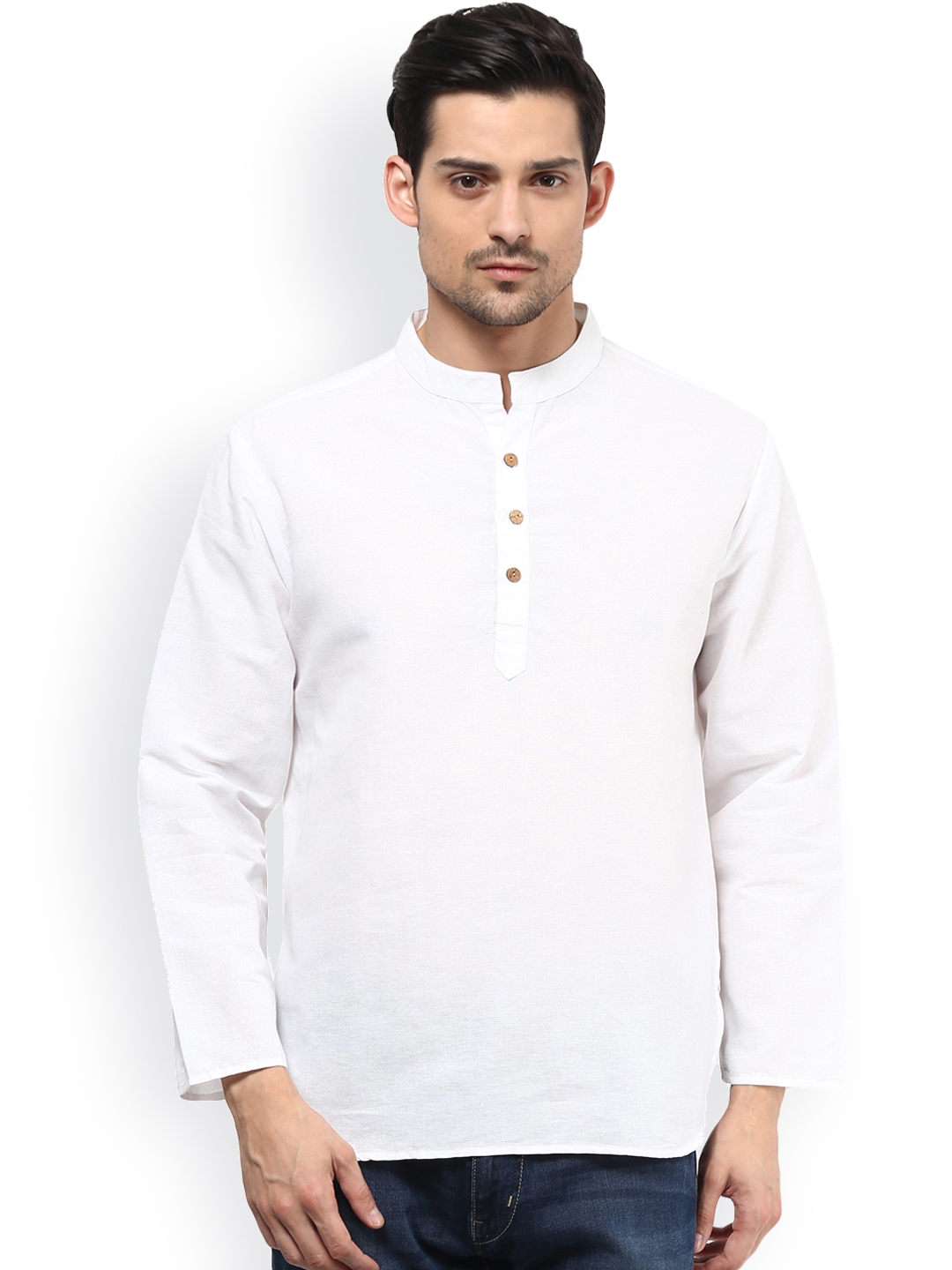 Buy Vivids India White Linen Short Kurta Kurtas For Men 1070024