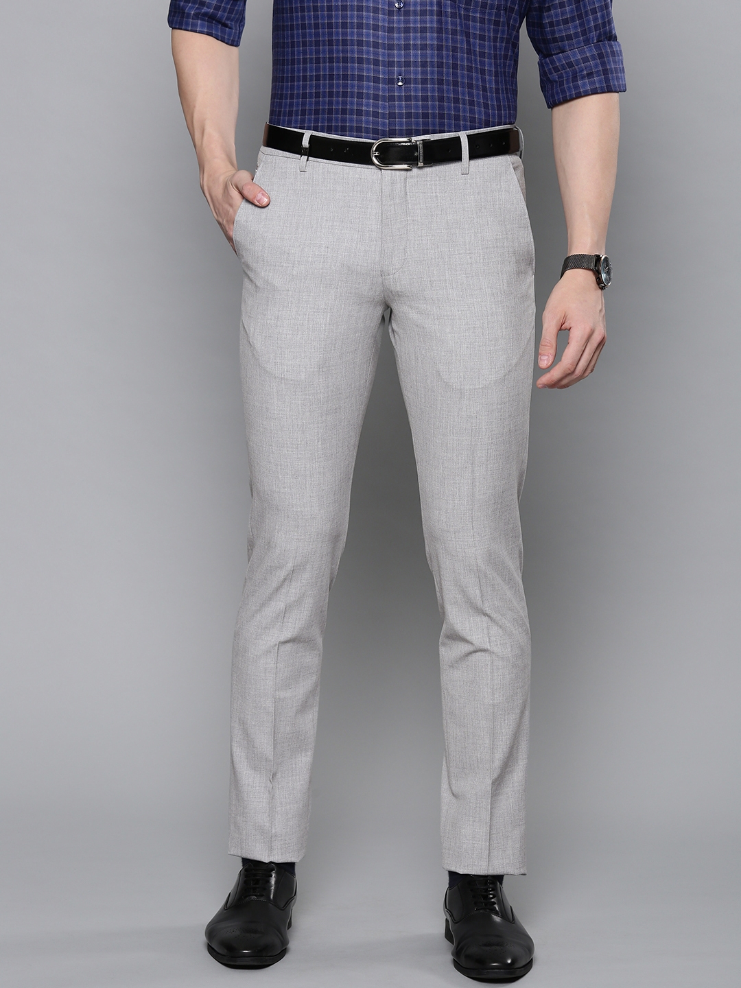 Buy Louis Philippe Beige Cotton Slim Fit Flat front trousers for Mens  Online  Tata CLiQ