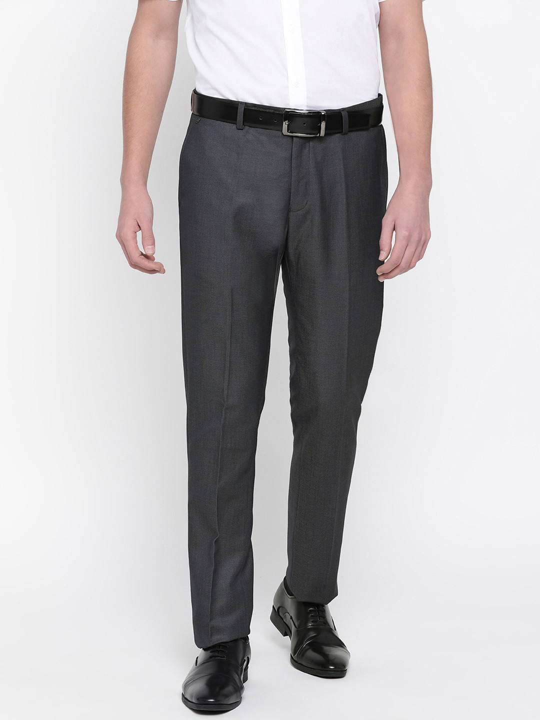 Blackberrys Men Navy Blue B-95 Regular Fit Solid Formal Trousers