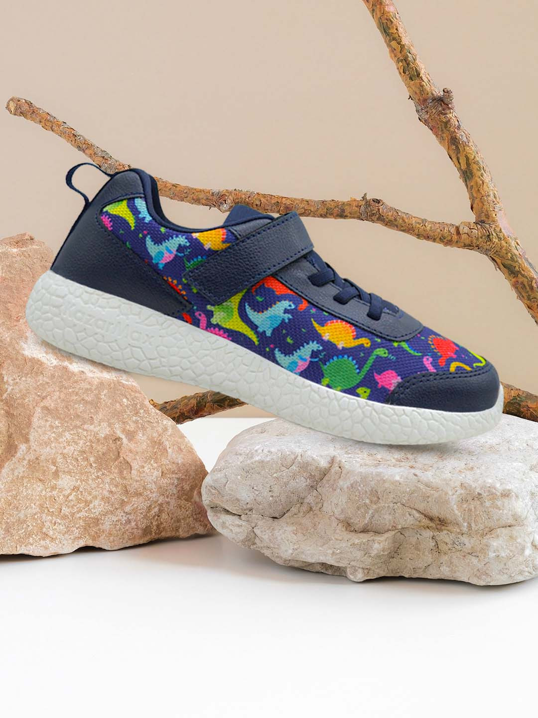 KazarMax Kids Navy Blue & Green Dinosaurs Print Walking Shoes