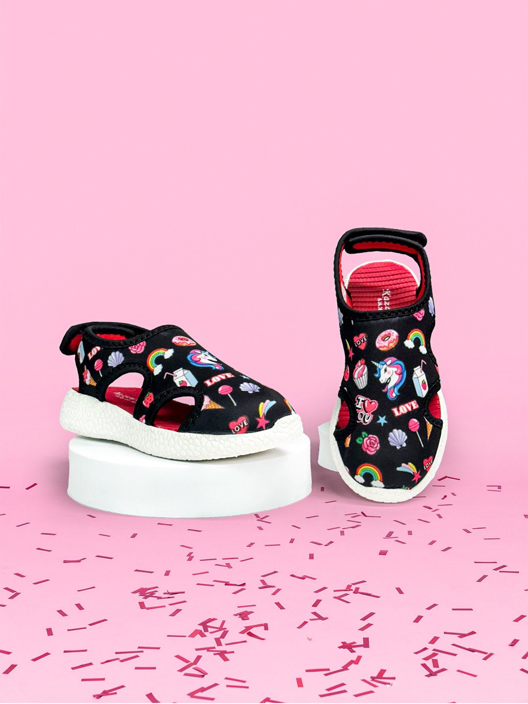 KazarMax Kids Black & White Printed Comfort Sandals