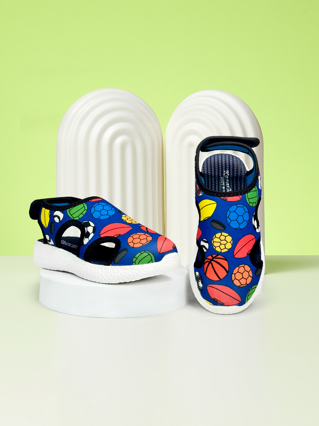 KazarMax Kids Blue & Orange Printed Comfort Sandals