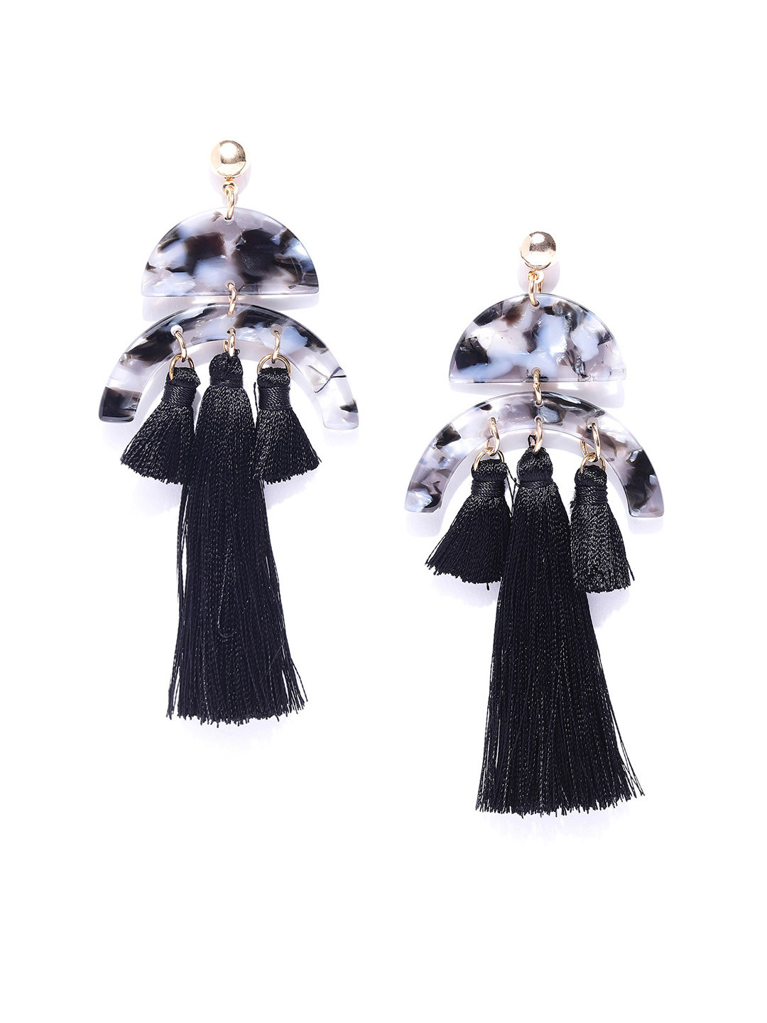 PRITA BY PRIYAASI Black Quirky Drop Earrings