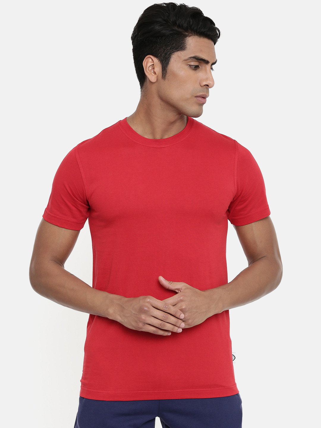 zebu Men Red Solid Round Neck T-shirt