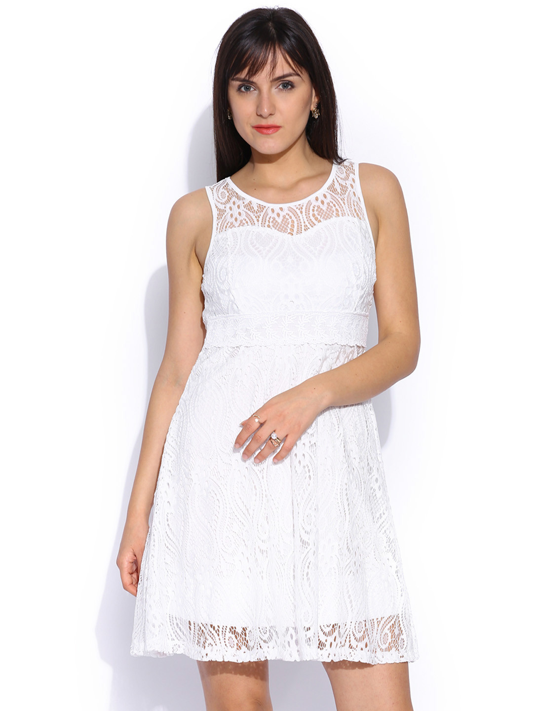 white lace fit and flare dress